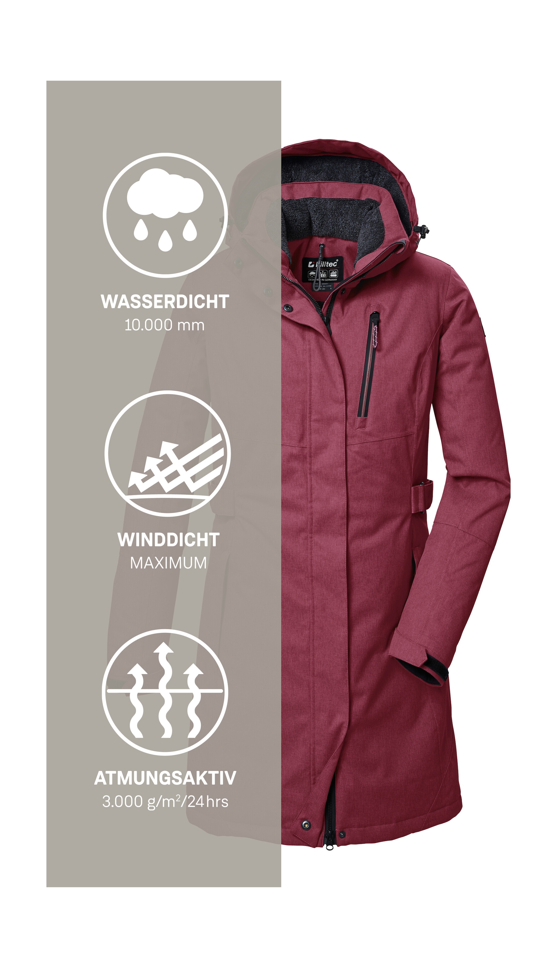 Killtec Parka »KOW 303 WMN PRK« Wasserdichter, atmungsaktiver Damenparka mit abnehmbarer Kapuze
