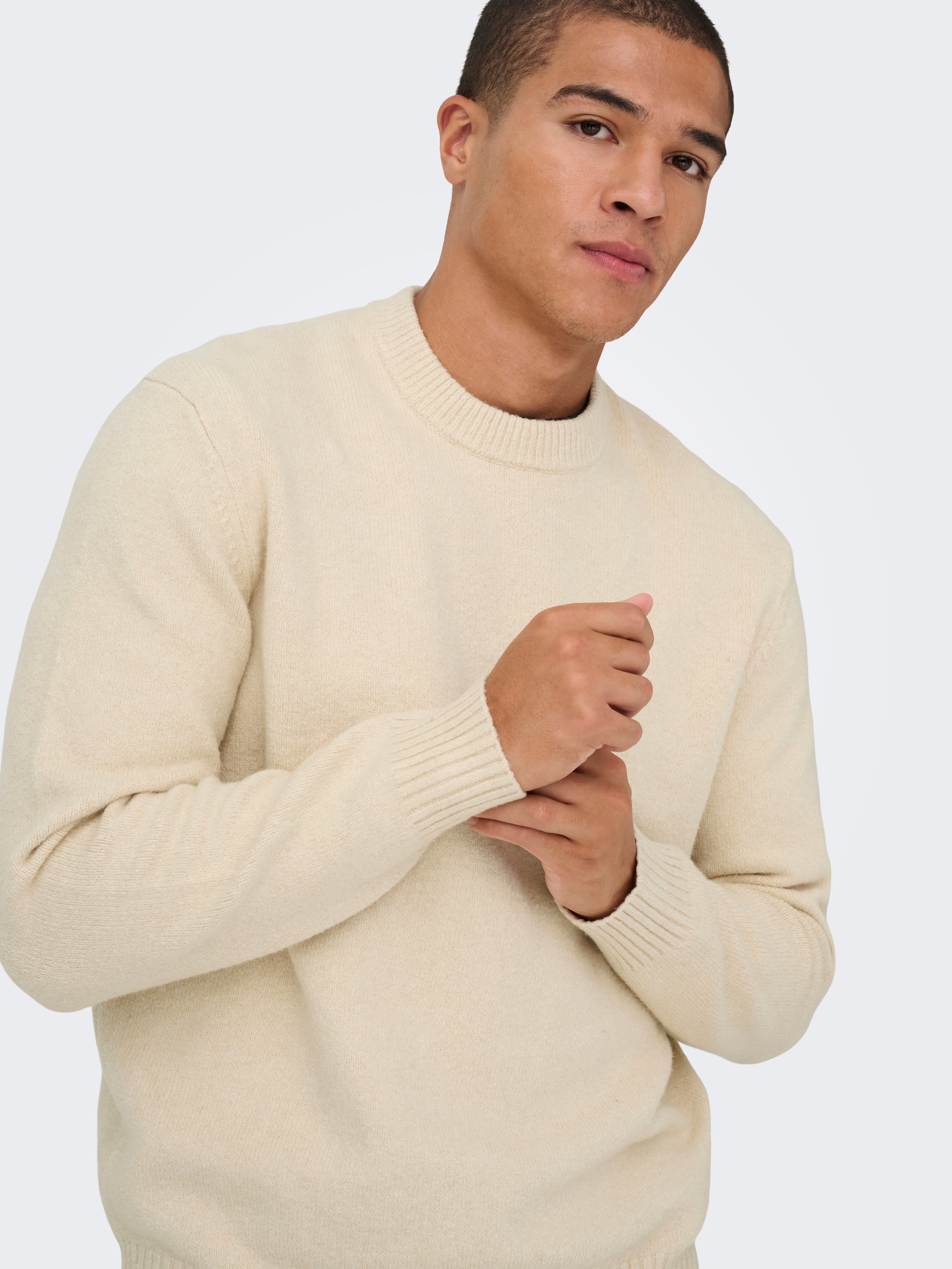 ONLY & SONS Pull à col rond »ONSJAMES RLX CREW KNIT« mélange coton, coupe décontractée