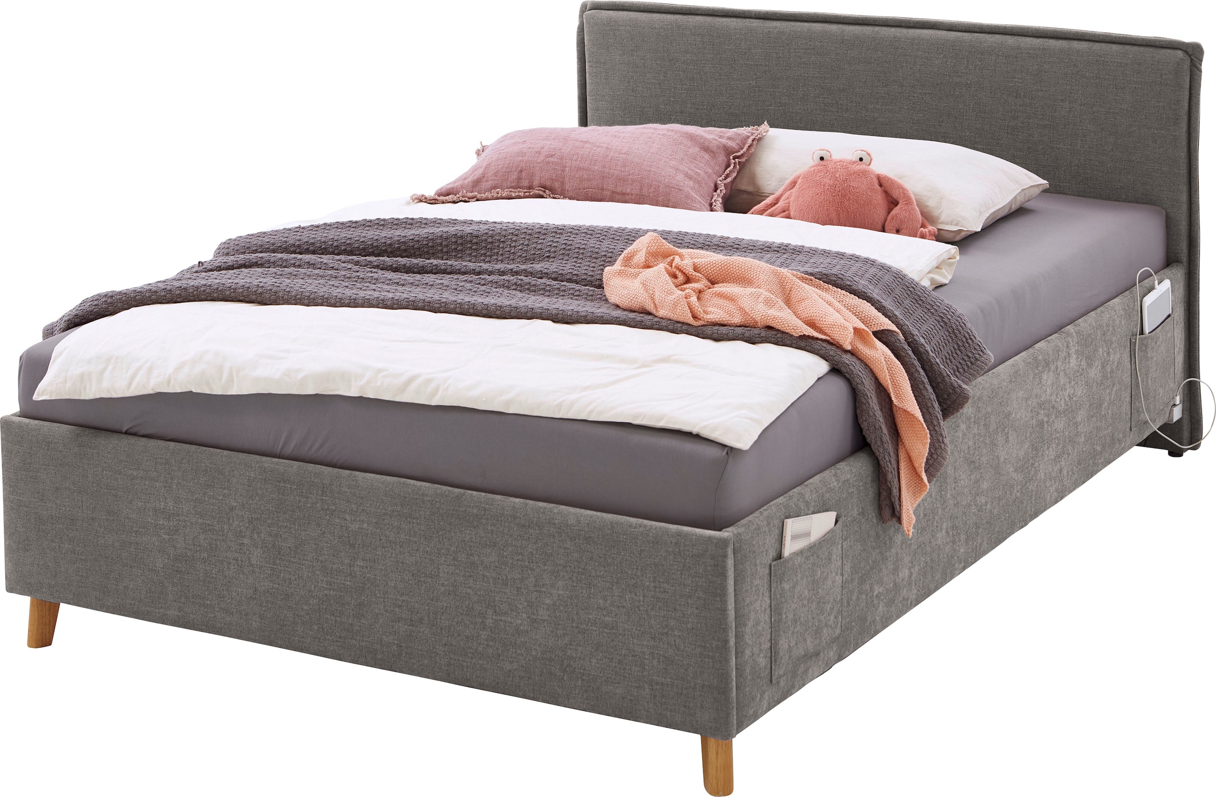 meise.möbel Kinderbett »FUN« Polsterbett wahlweise mit Bettkasten, Jugendbett inkl. USB-Anschluss