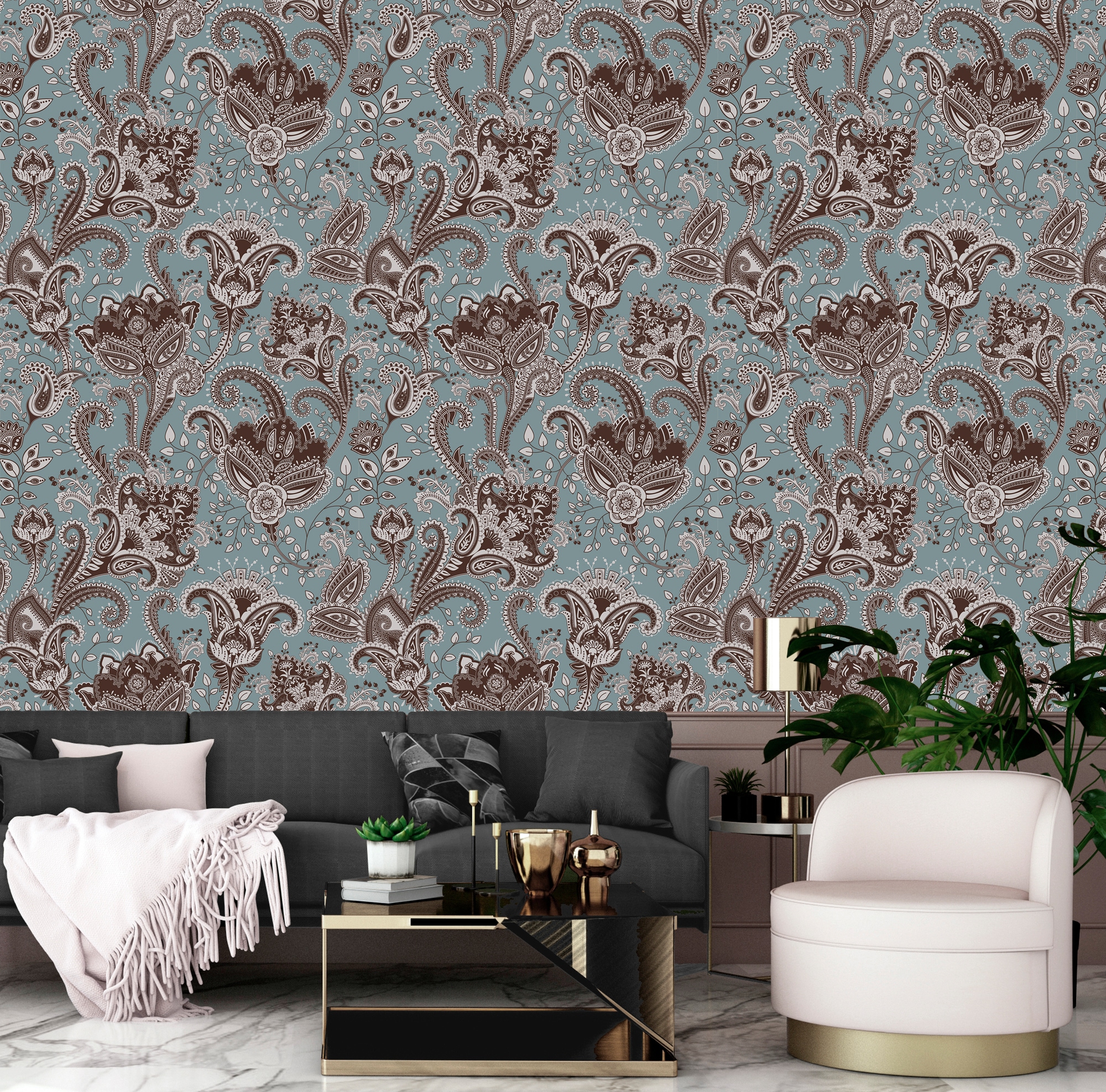 queence Vinyltapete »Livia« Motiv | bedruckt | botanisch | geblümt | gemustert | natürlich glatt 90x250cm, selbstklebend, kinderleichte Anbringung, , Sticker