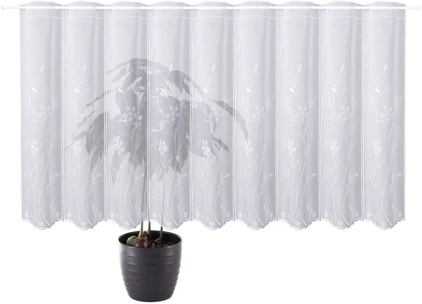 Gerster Rideau à vitres »Arina, 1 Stück, Durchzuglöcher, transparent, Blumen Stickerei« Orifices de passage 1 cuis tlg. Bistro brodé avec broderie florale