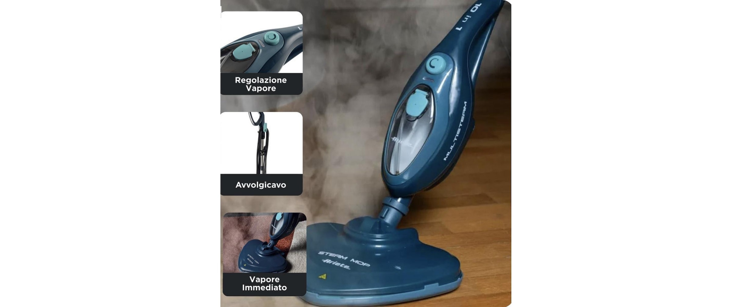 Ariete Dampfreiniger »ARI-4164-MOP-BL 10 in 1 350 ml 100 Grad 1500 W«