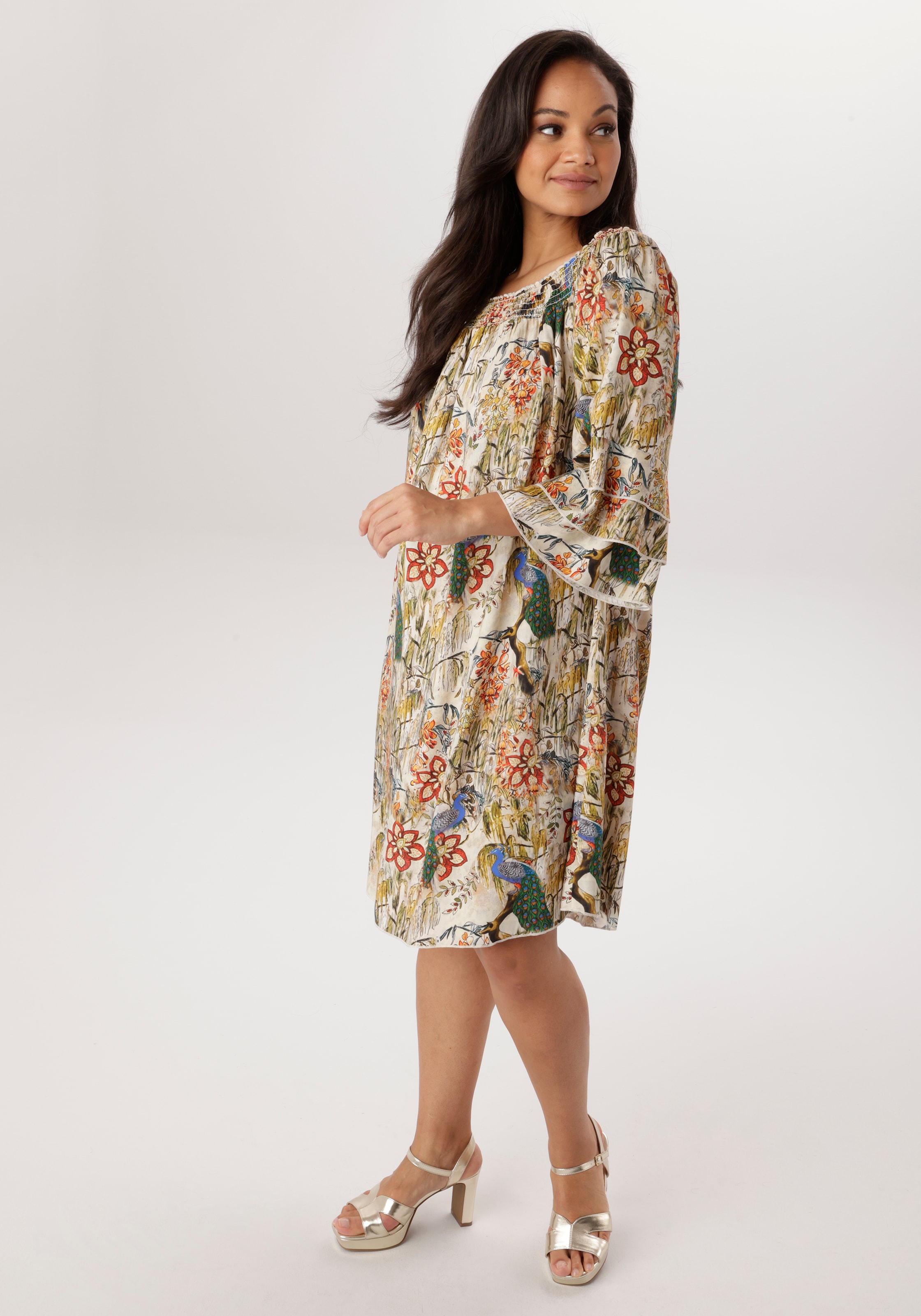 Aniston PLUS Robe chemisier mit Gummizug am Ausschnitt- NEUE KOLLEKTION