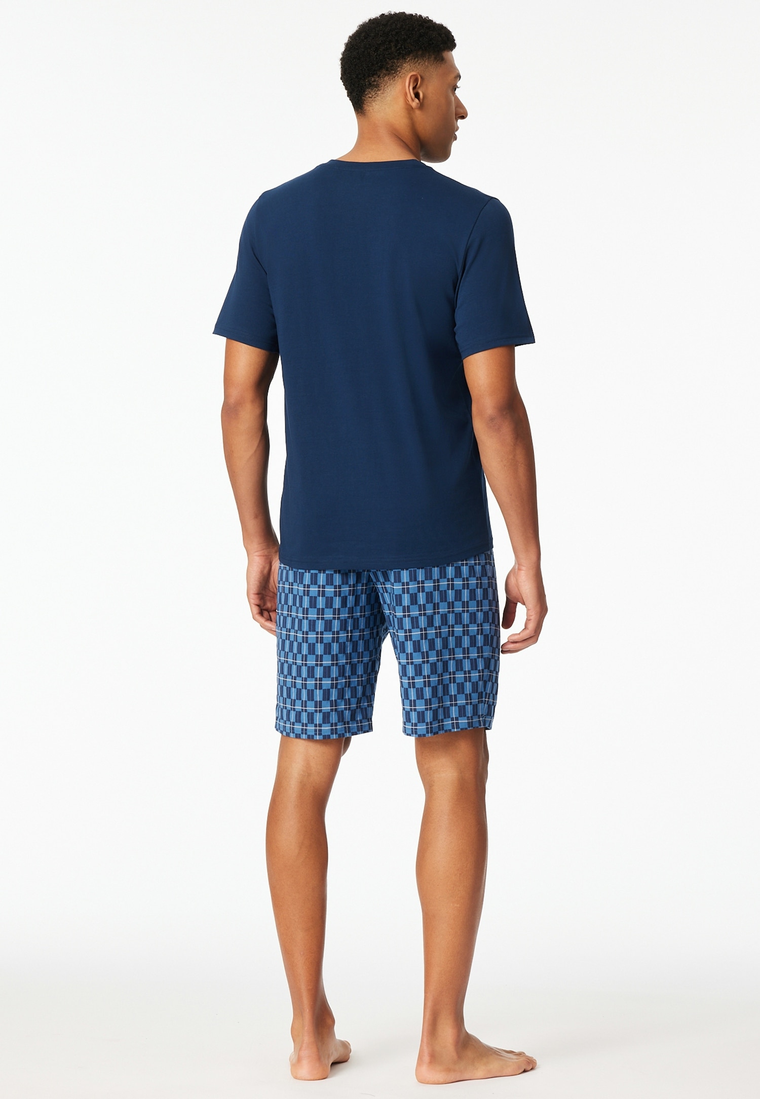 Schiesser Shorty »Casual Essentials« 2 pièces mit unifarbenem Oberteil und gemusterter Hose