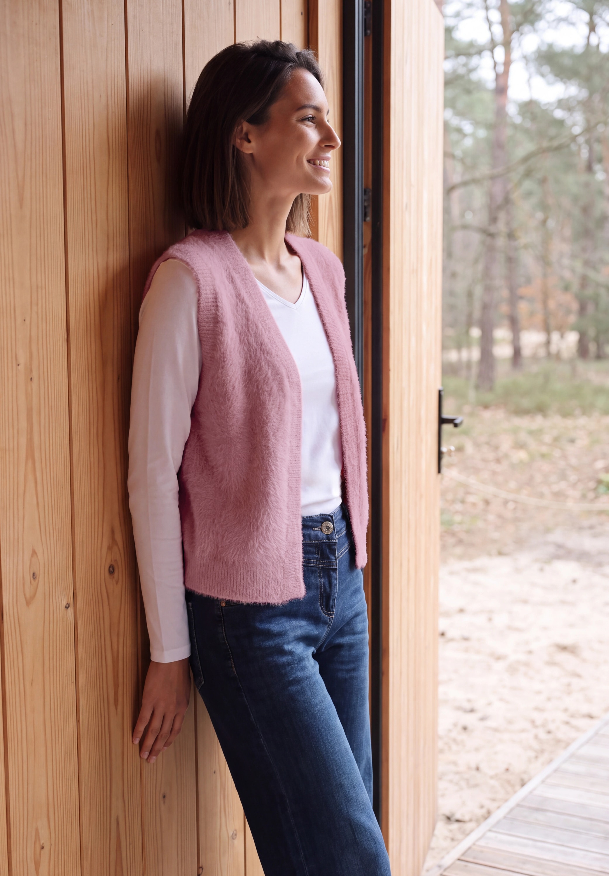 Cecil Gilet tricoté gilet matelassé ouvert uni