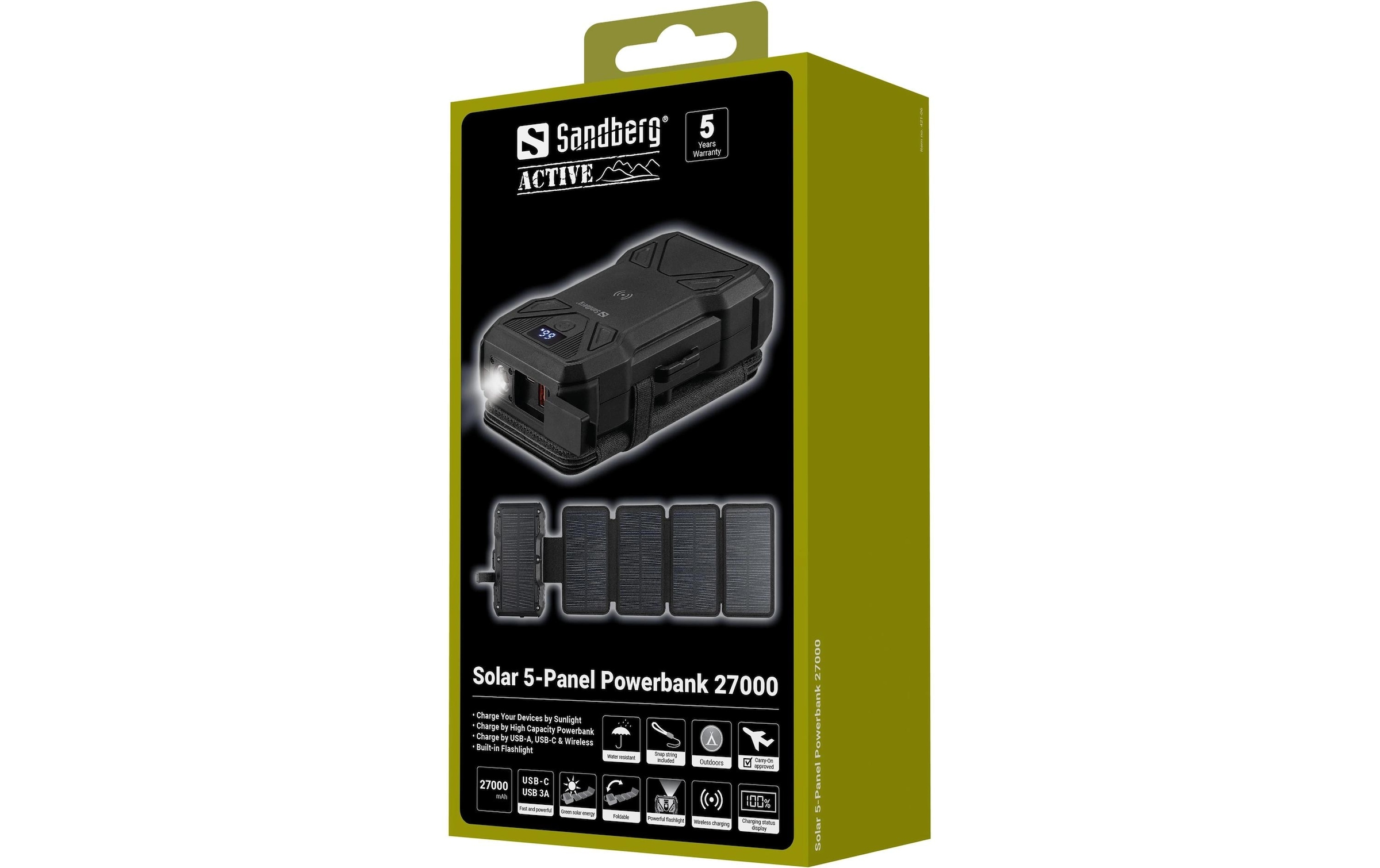 Sandberg Powerbank »Solar 27000 mAh« Solarpanel, Wireless Charger