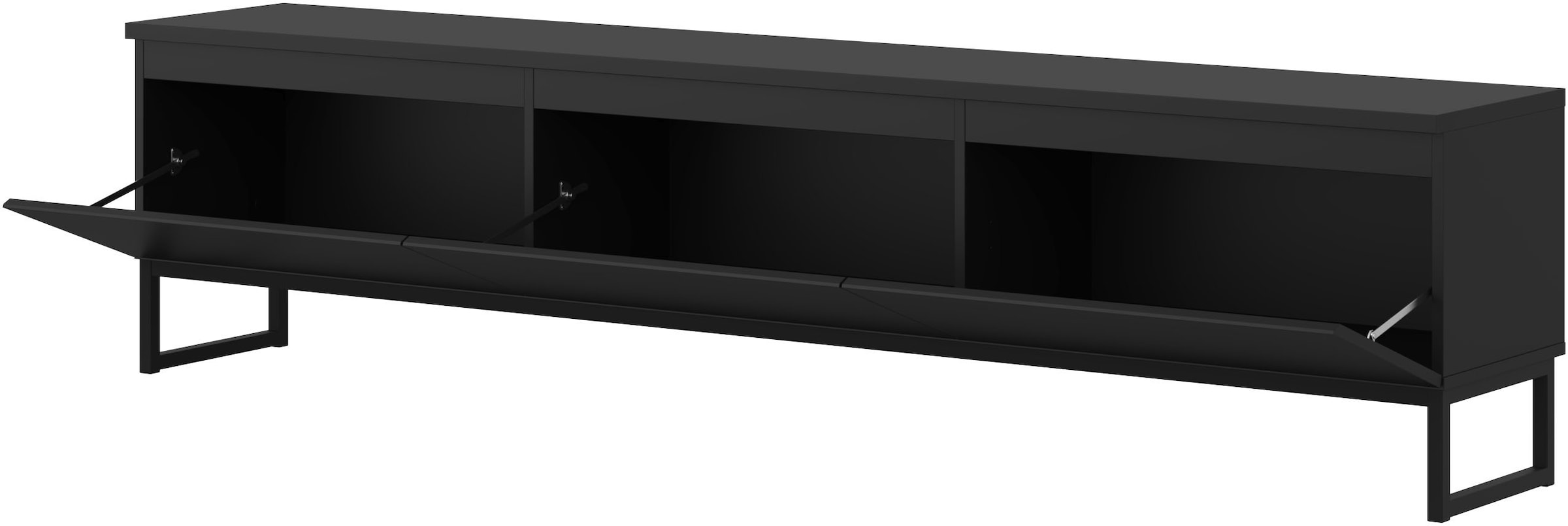 GOODproduct Lowboard »Modo II, Breite 200 cm, modernes griffloses Lowboard 3 Klappen« TV-Kommode mit viel Stauraum, Metallkufen