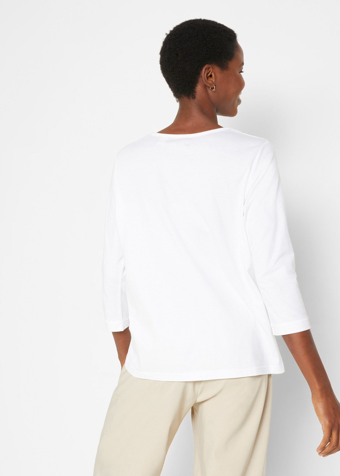 bonprix T-Shirt Packung, 5 Stk. lässig geschnittene Passform, 3/4-Ärmel, Rundhalsausschnitt