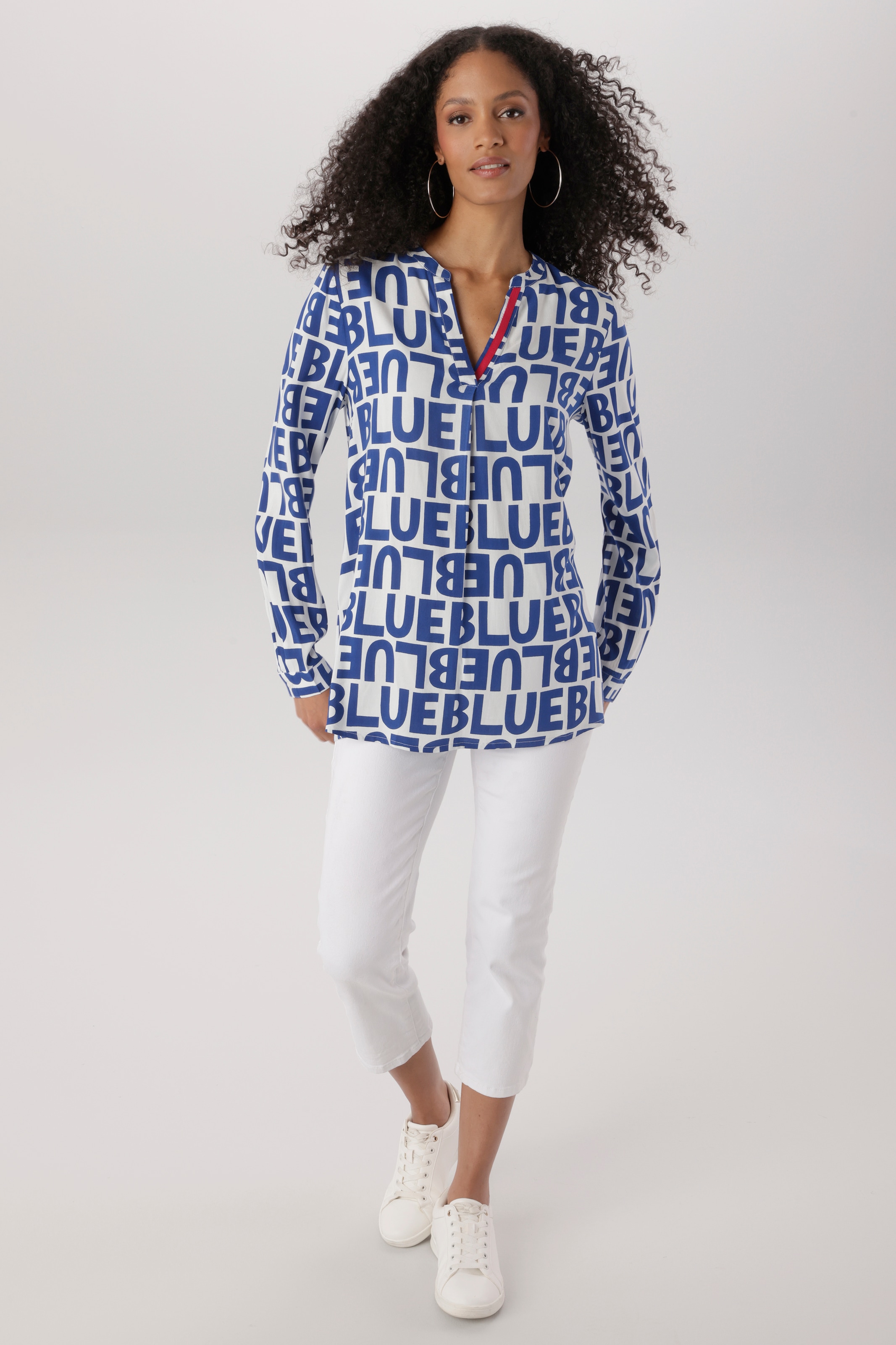 Aniston SELECTED Blouse à enfiler avec dégradé de lettres raffiné et tendance - NOUVELLE COLLECTION