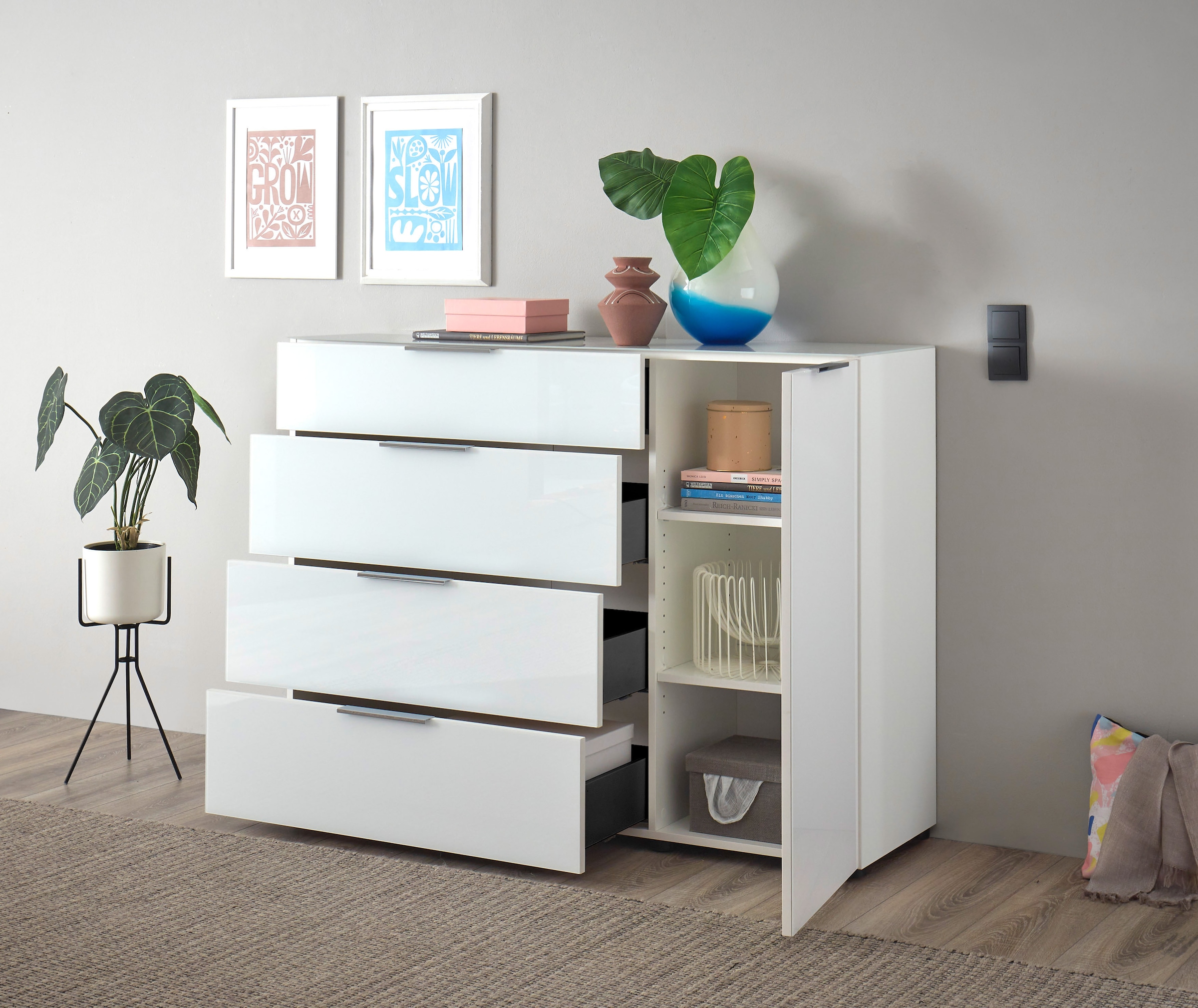 HBZ Kommode »Santorin, BxHxT 135x99x40 cm« 1 Stk. tlg. Breite 135cm, Softclose für Türen und Schubkästen, Melaminbeschichtung