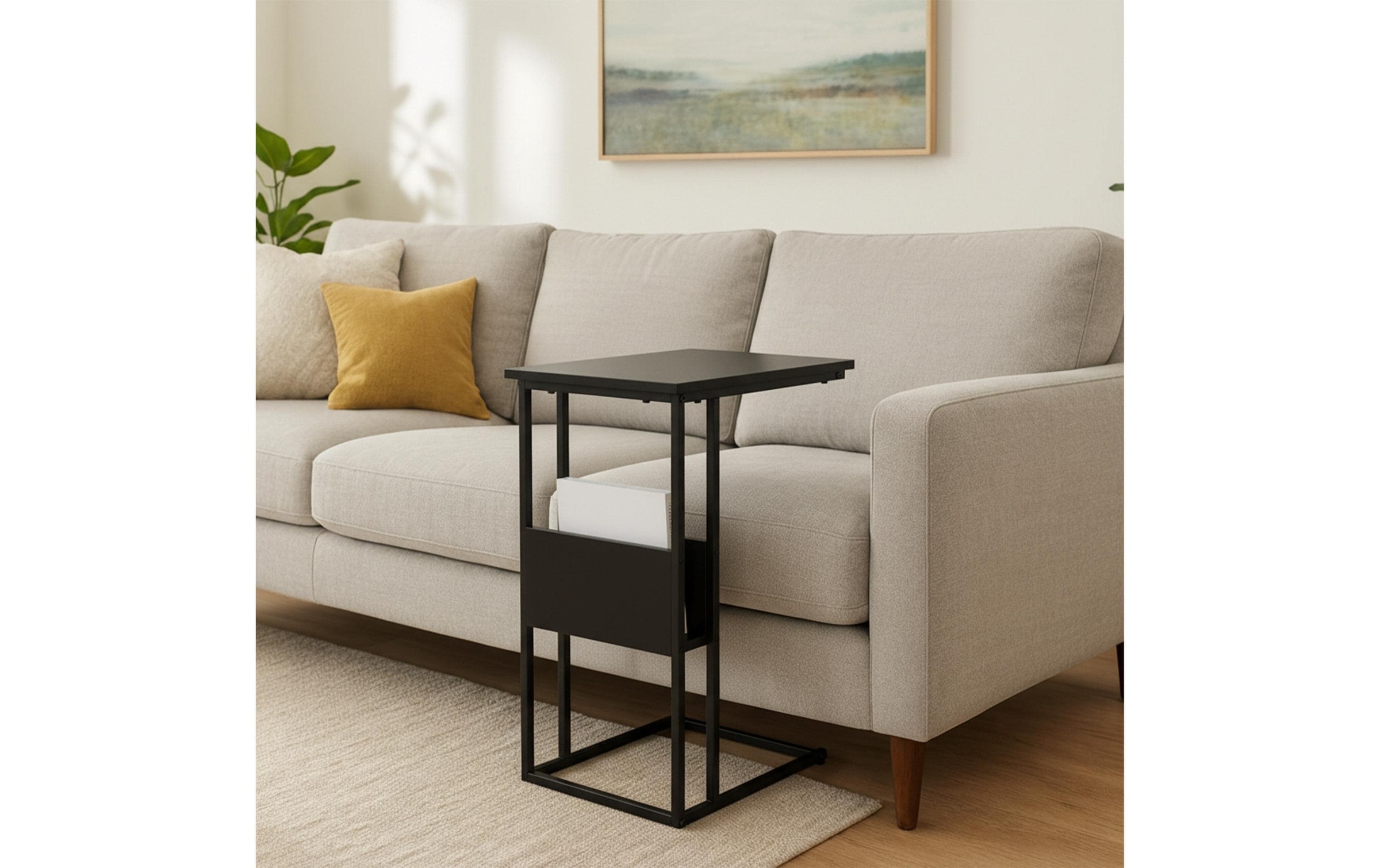 relaxdays Beistelltisch »in C-Form 60 x 55 cm« Couchtisch mit zwei Ablagen