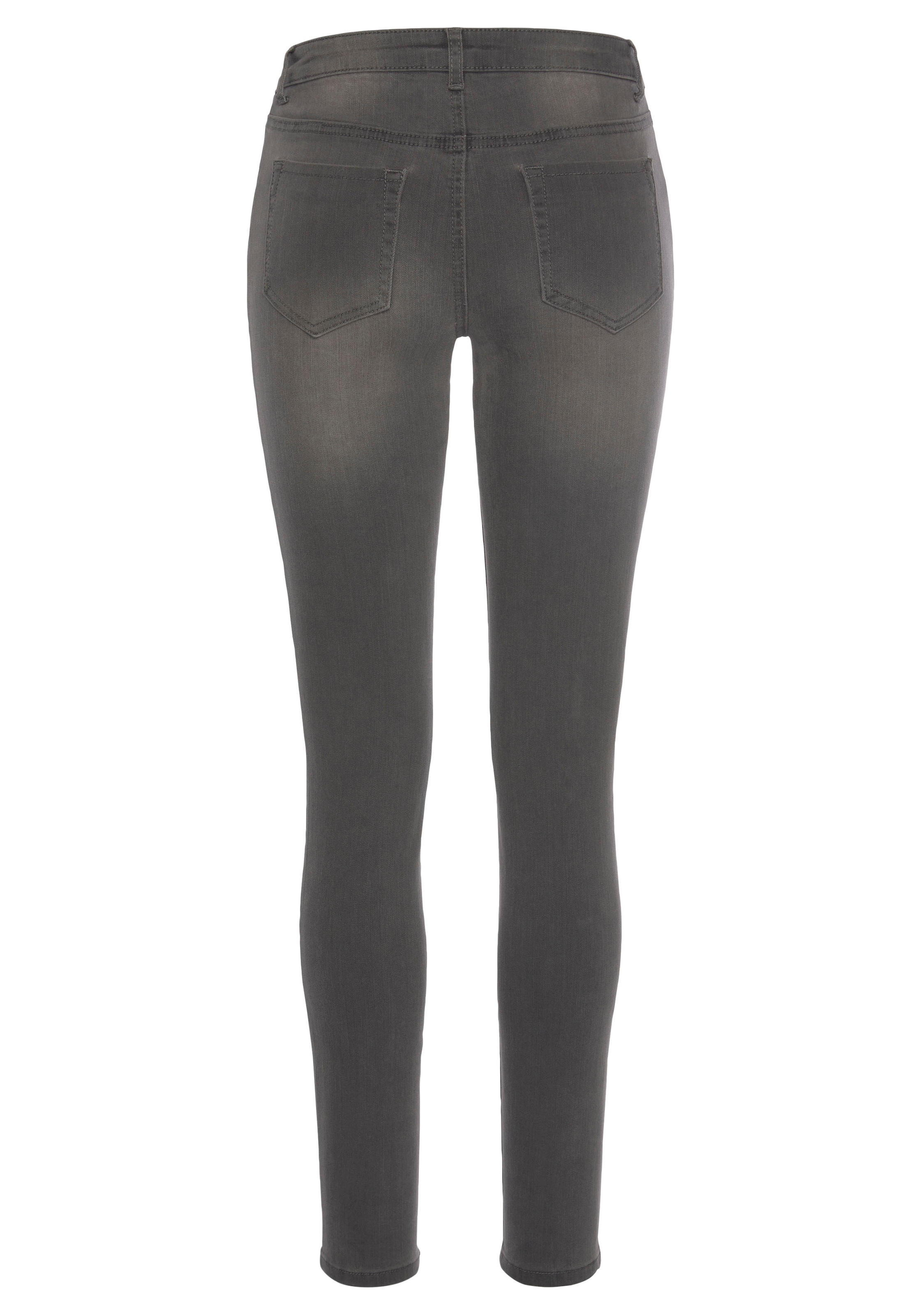 Tamaris Jeans skinny schmale Beinweite, mit Gürtelschlaufenbund, mit Metallreissverschluss