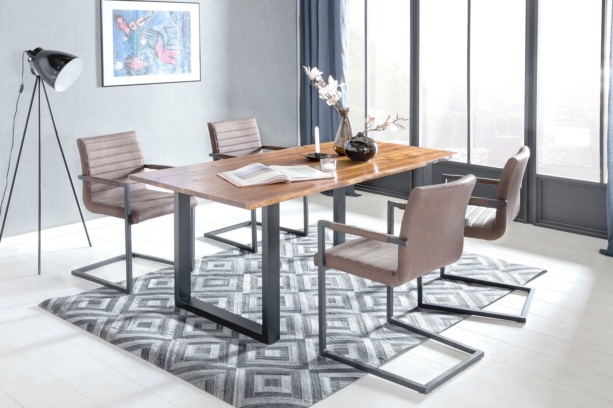 SalesFever Table en bord d'arbre »Villach Esstisch mit natürlicher Ausstrahlung« grain visible et nœuds, table à manger en bois massif