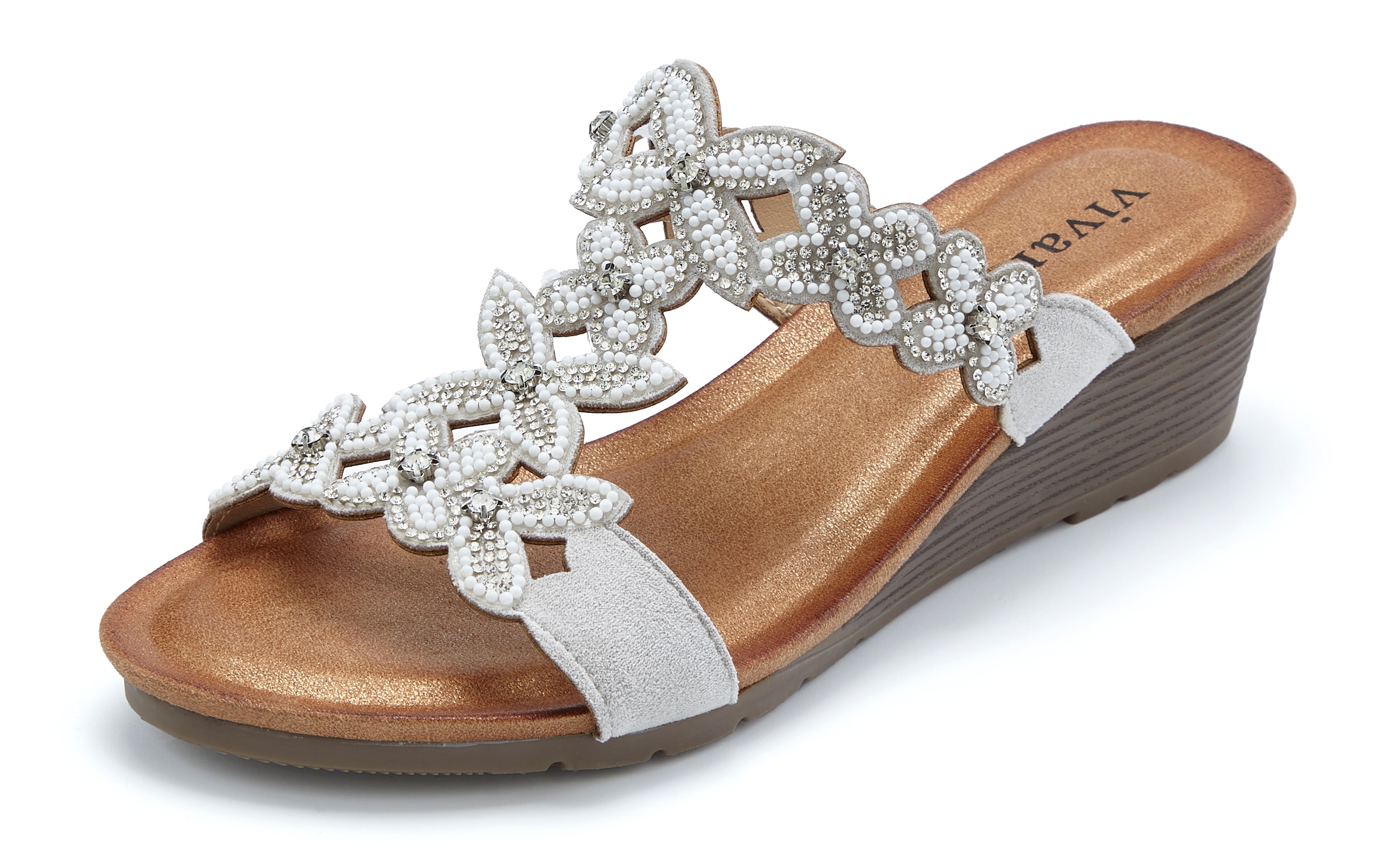 Vivance Pantolette »Mule, Sommerschuh, Sandale,«  avec talon compensé et détails pailletés à la mode