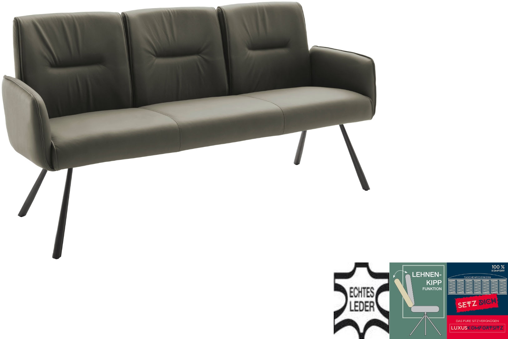 MCA furniture Banc »Delane« 1 cuis tlg. Taschenfederkern, Lehnenkippfunktion, Armlehnen, beweglicher Rücken