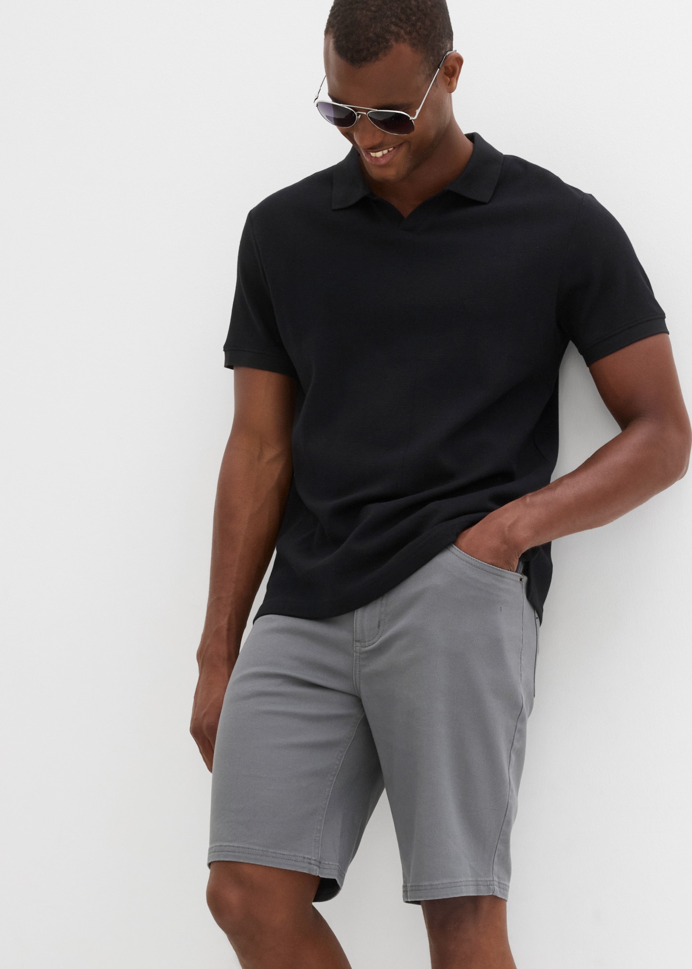 bonprix Bermuda  en coton avec élasthanne, avec stretch, taille haute