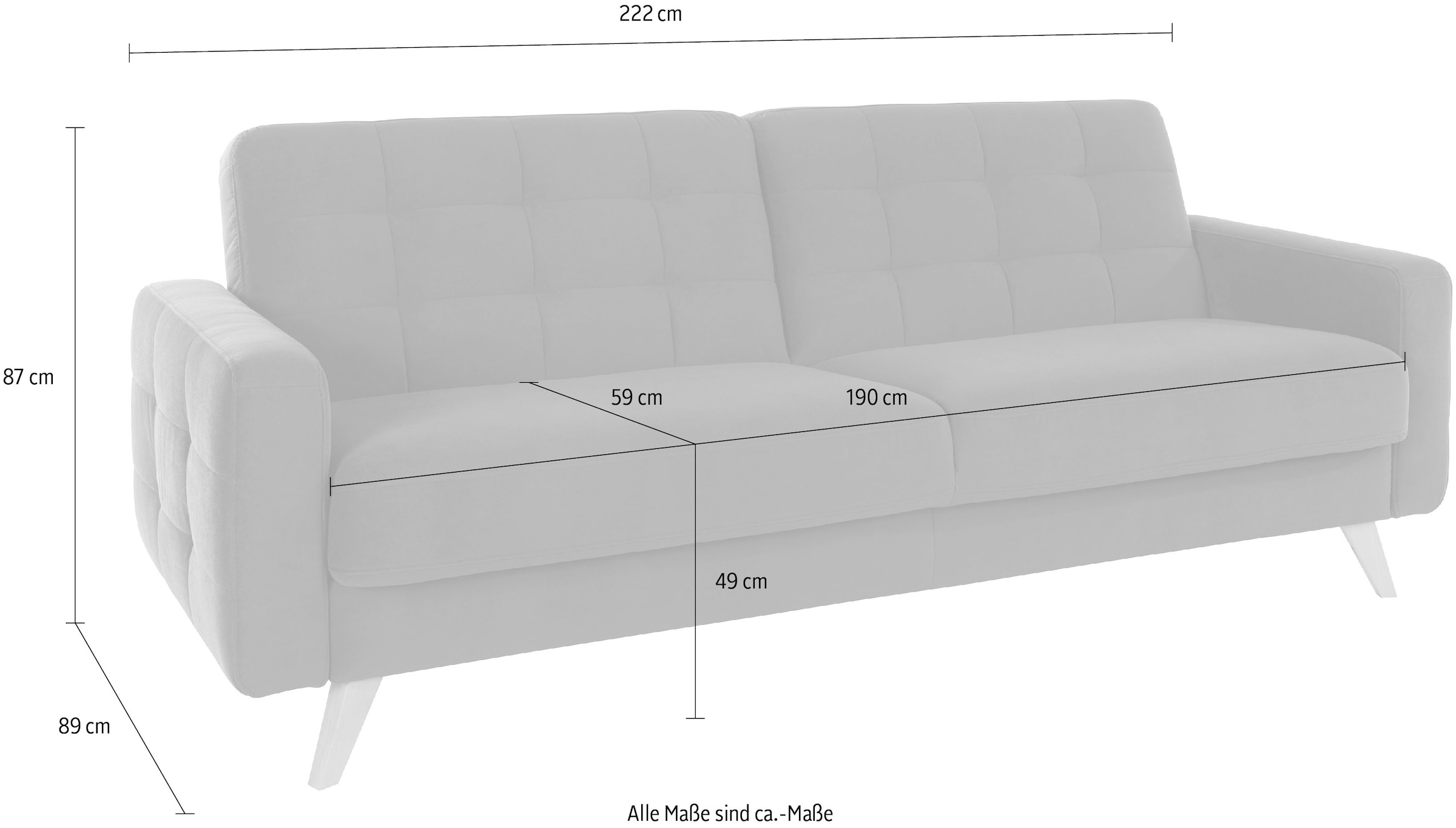 exxpo - sofa fashion 3-Sitzer »Nappa, kompakt, bequem, zeitloses Design, Breite 222cm, L-Form« tolle Detailverarbeitung