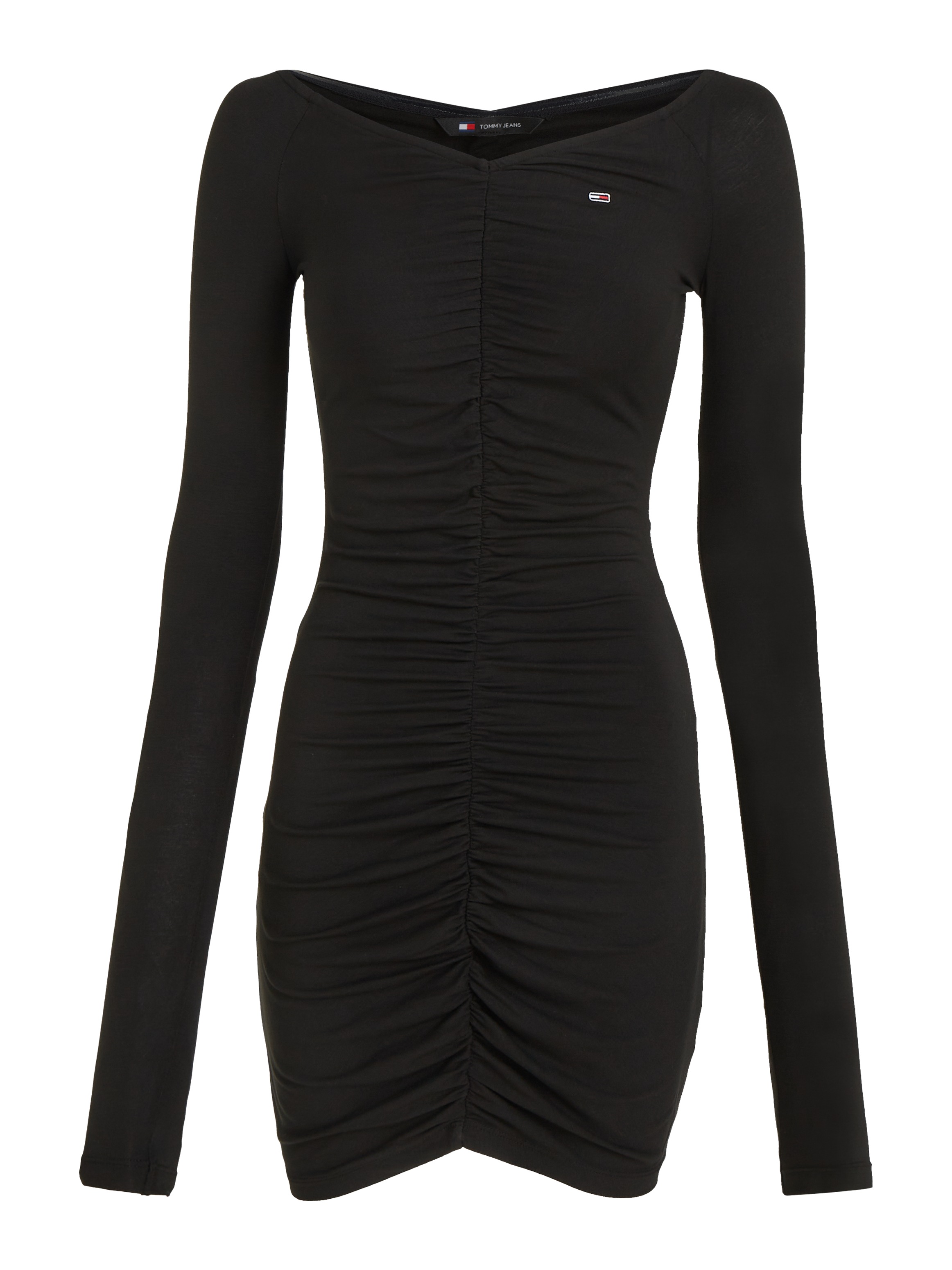 Tommy Jeans Robe en jersey »TJW OFF SHOULDER GATHER BODYCON« mit Tommy Jeans Flagge