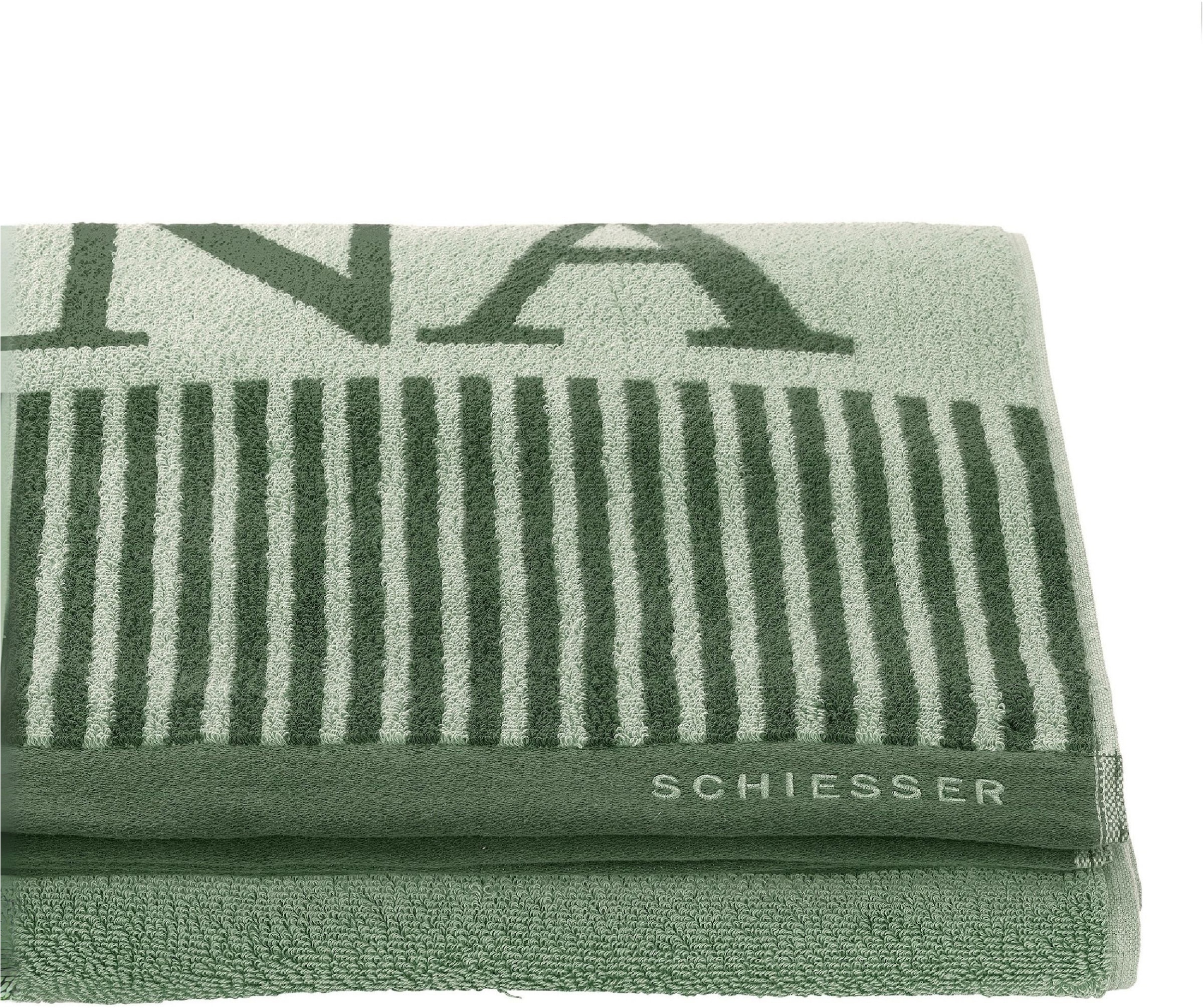 Schiesser Serviette de sauna »Rom aus garngefärbtem, kuschelweichem Baumwollfrottier« Made in Green