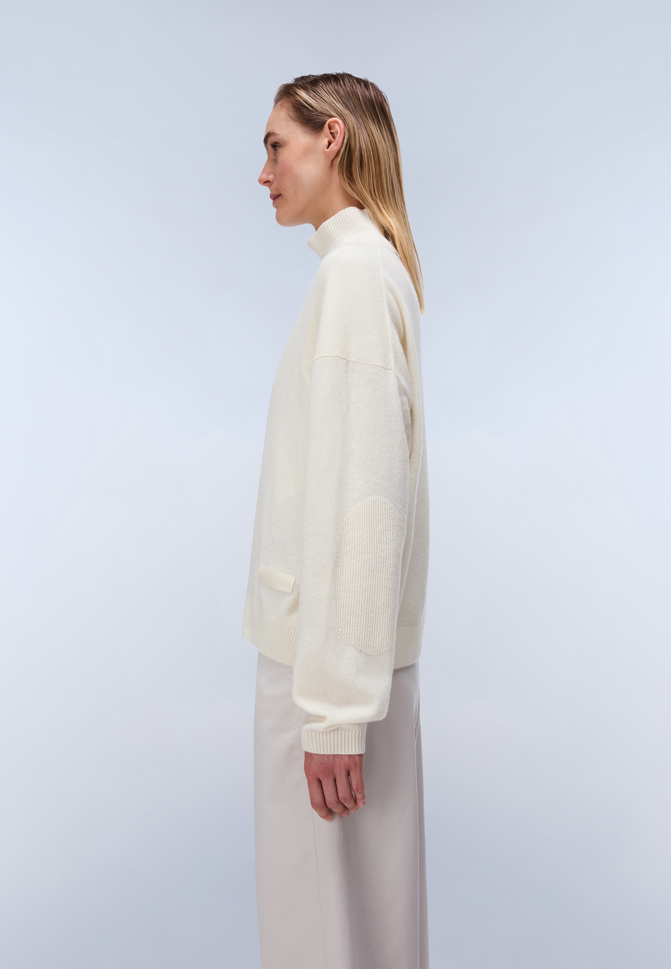 Napapijri Pull en tricot »D-MIS T W BEIGE DIMITY« style sportif, caractère tricot classique, en laine et polyamide