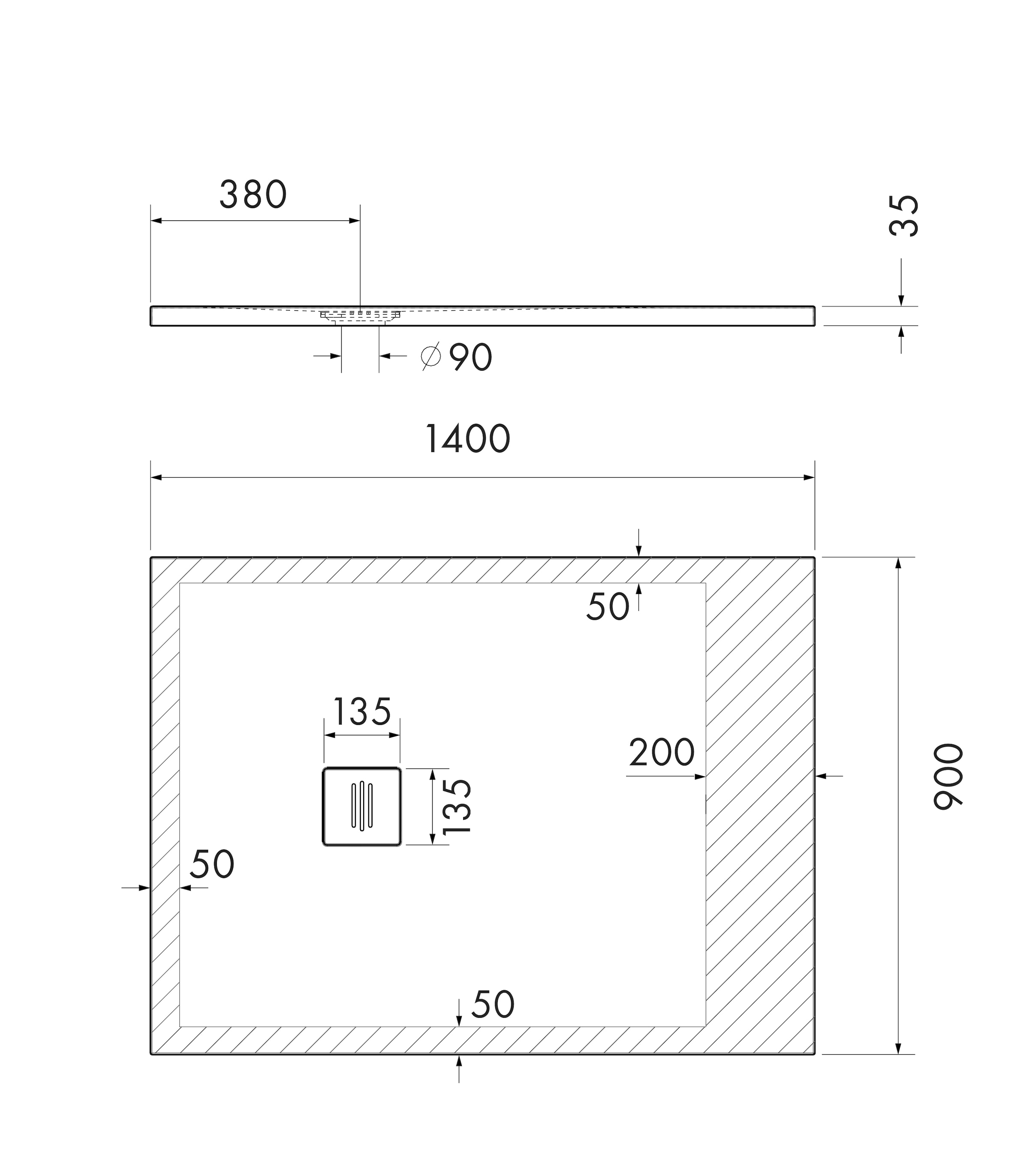 OTTOFOND Receveur de douche »Nevis« 140x90 cm, mat avec structure