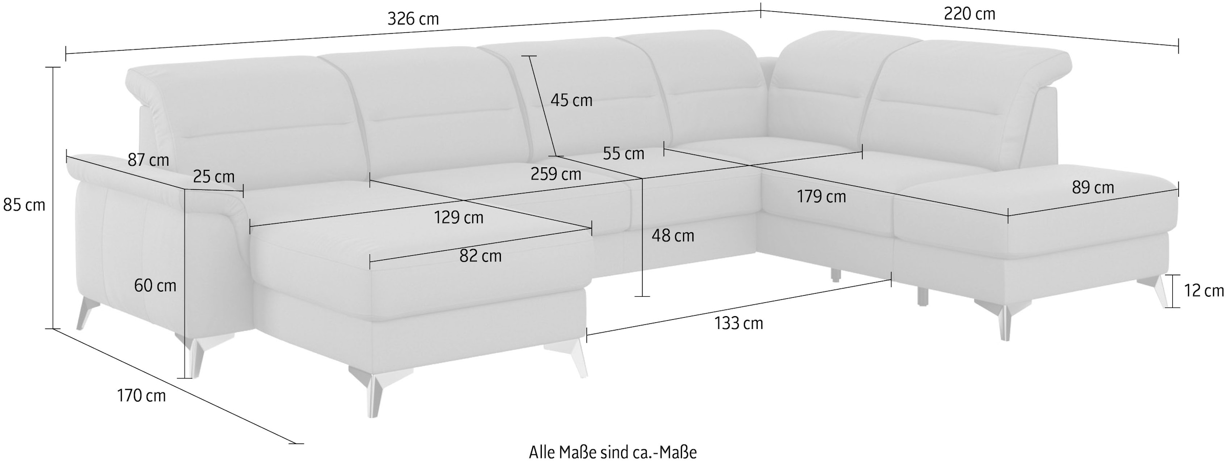 sit&more Paysage de salon »Sinatra U-Form« optional mit Kopfteilverstellung und Armteilfunktion etc.