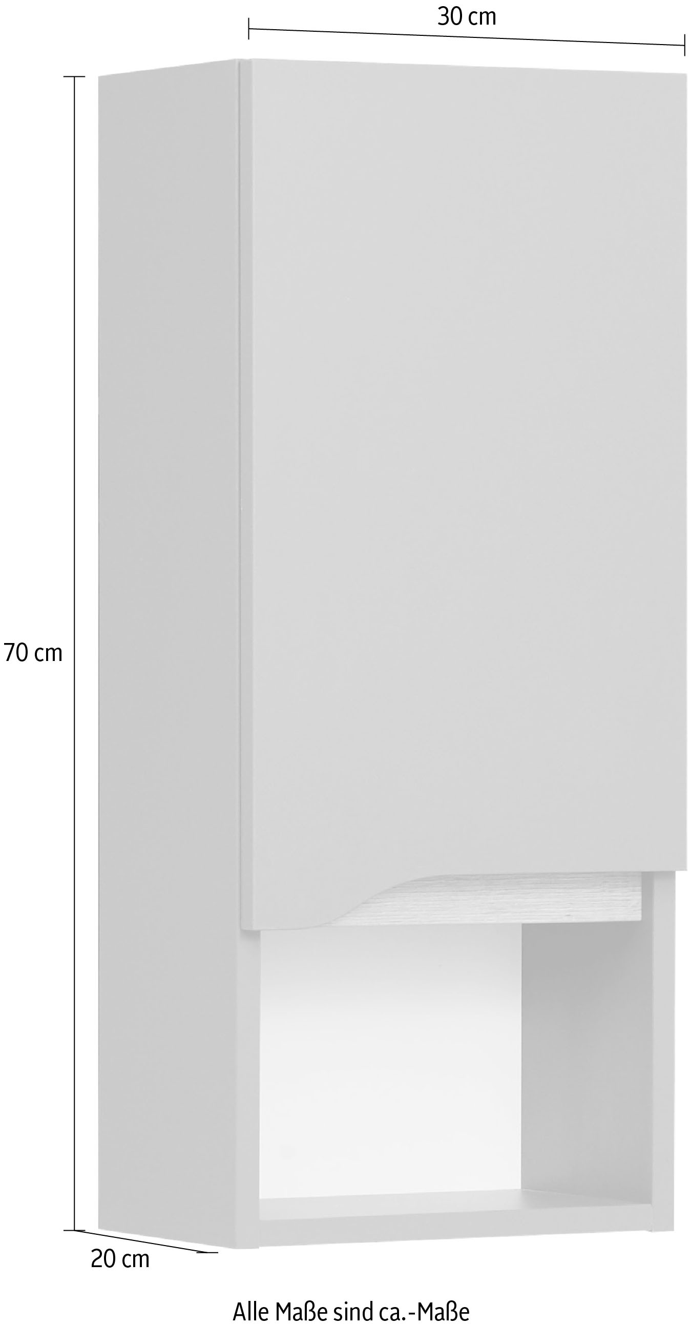 Saphir Armoire suspendue »Quickset Wand-Badschrank 30 cm breit mit 1 Tür, 1 offenes Fach« Armoire suspendue de salle de bain avec amortisseur de porte, sans poignée