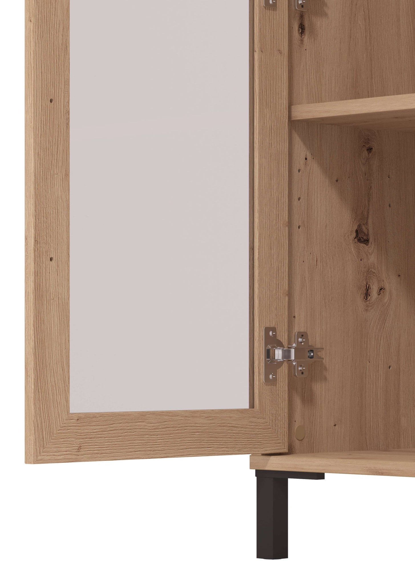 Home affaire Buffet haut »LAVAL, Hochkommode, Vitrine, Glasvitrine, Kombi-Highboard« Highboard moderne en décor Artisan avec façade en verre & effet lamelles