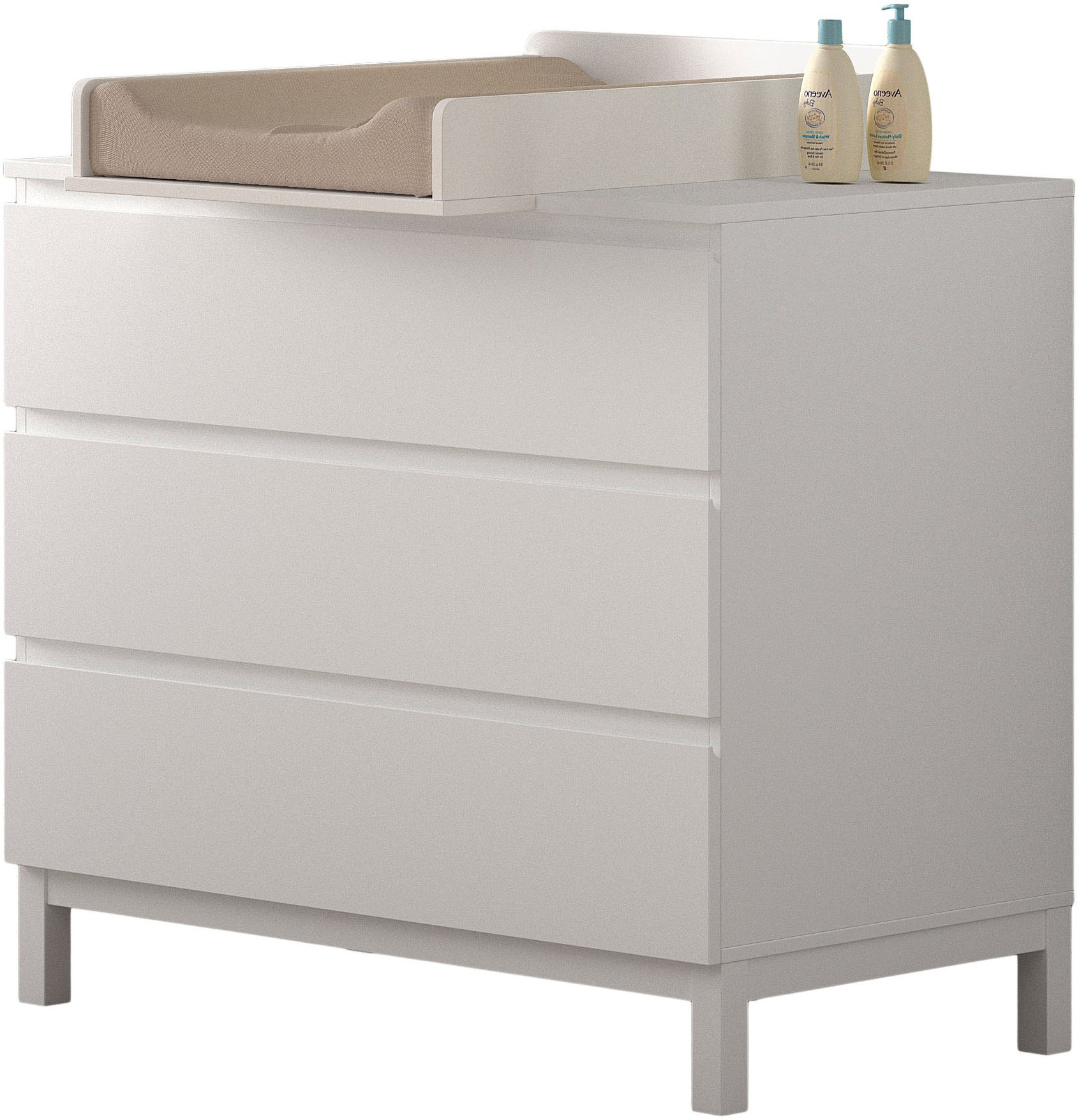 Vipack Commode à langer »Kommode mit gradliniger Optik, Schubladen mit Griffmulde« incl. soft-close et beaucoup d'espace de rangement, surface laquée blanche 98,5 cm