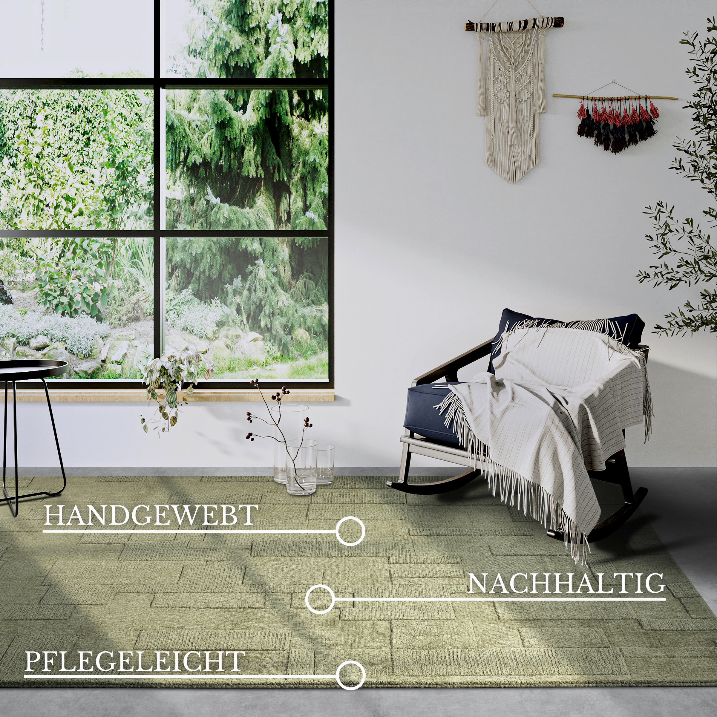 Villeroy & Boch Wollteppich »Wilhelmine« rechteckig 10 mm Höhe Läufer, handgewebt, Wolle, Natur, Wohnzimmer, Geometrie, Boho