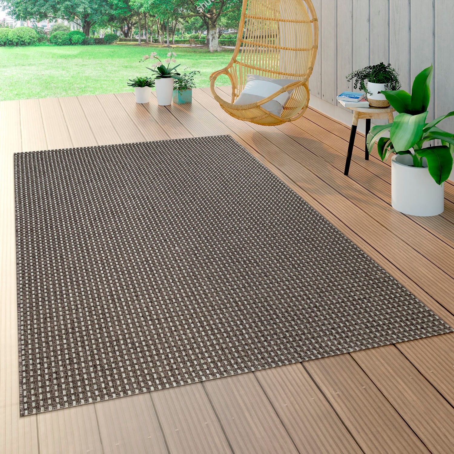 Paco Home Tapis »Waregem 622« Rectangulaire 4 mm Höhe Flachgewebe, Sisal-Optik, In- und Outdoor geeignet, Wohnzimmer