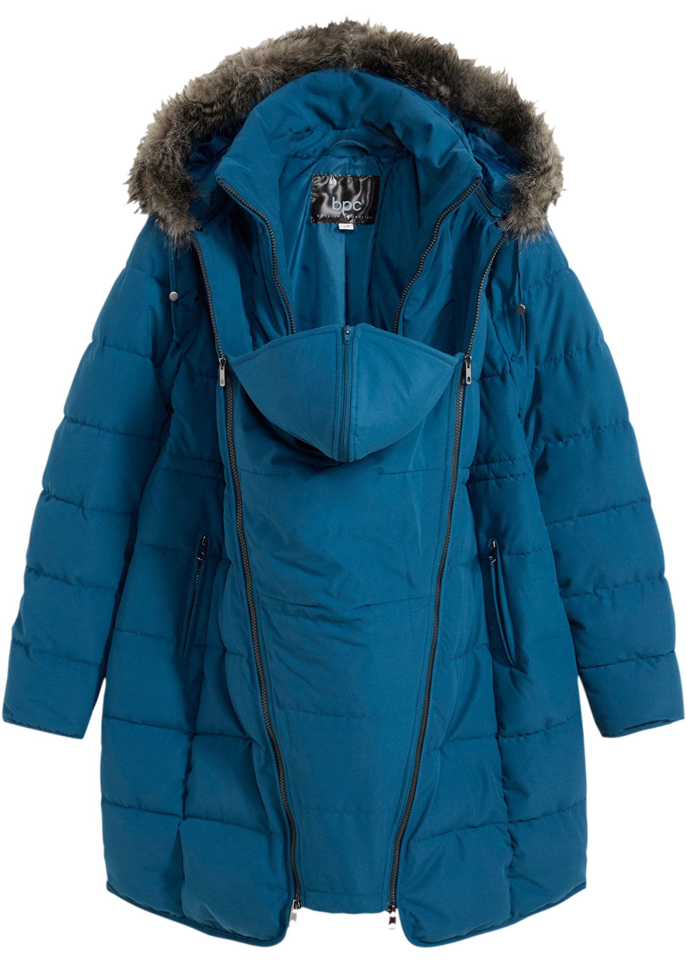 bonprix Veste de maternité »3-in-1 warm wattierte Umstands- und Tragejacke« mit Kapuze 3-in-1 warm wattierte Umstands- und Tragejacke