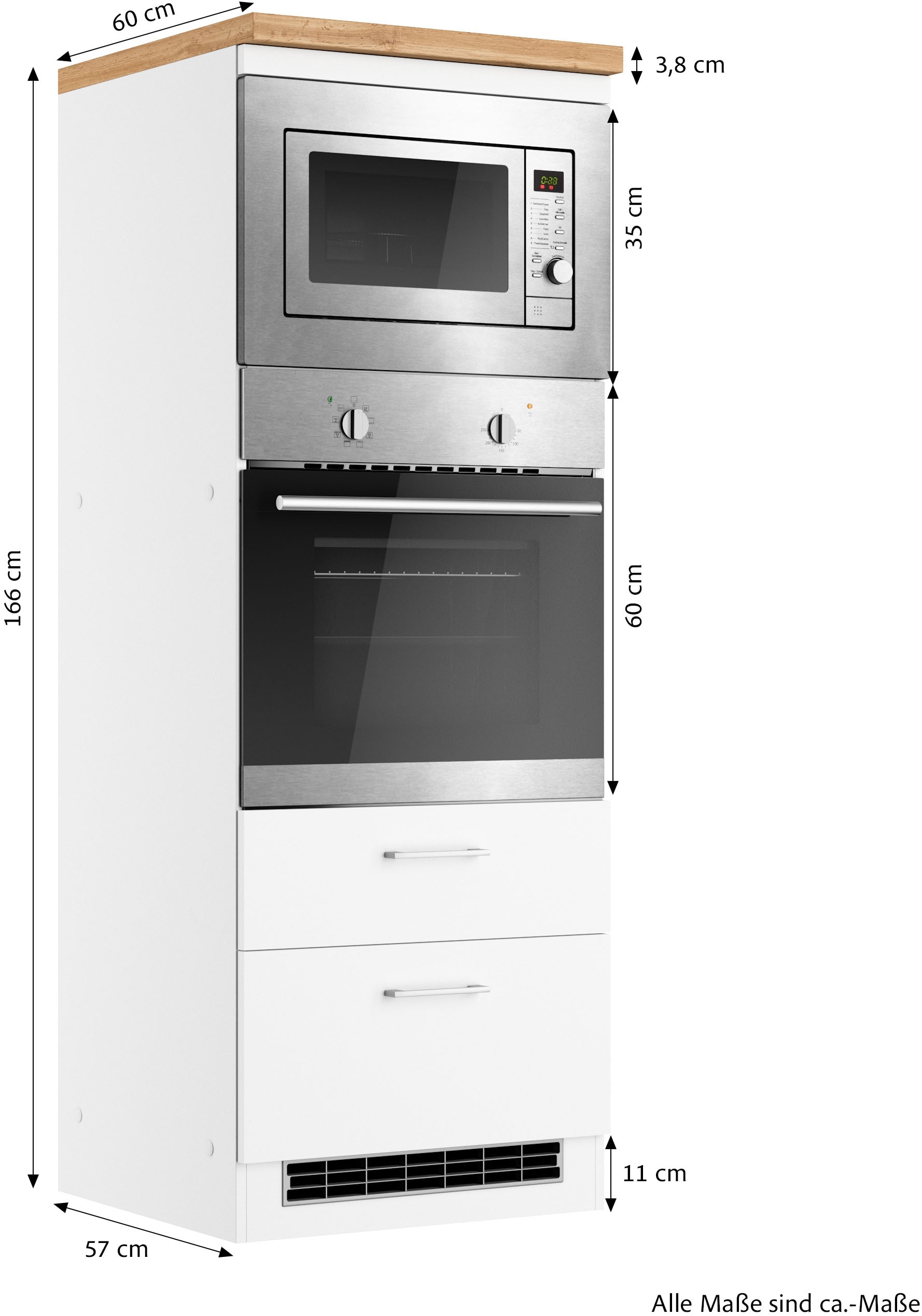 KOCHSTATION Armoire d'encastrement pour four »KS-Milan« encastrement micro-ondes/four 60 cm, mat ou brillant
