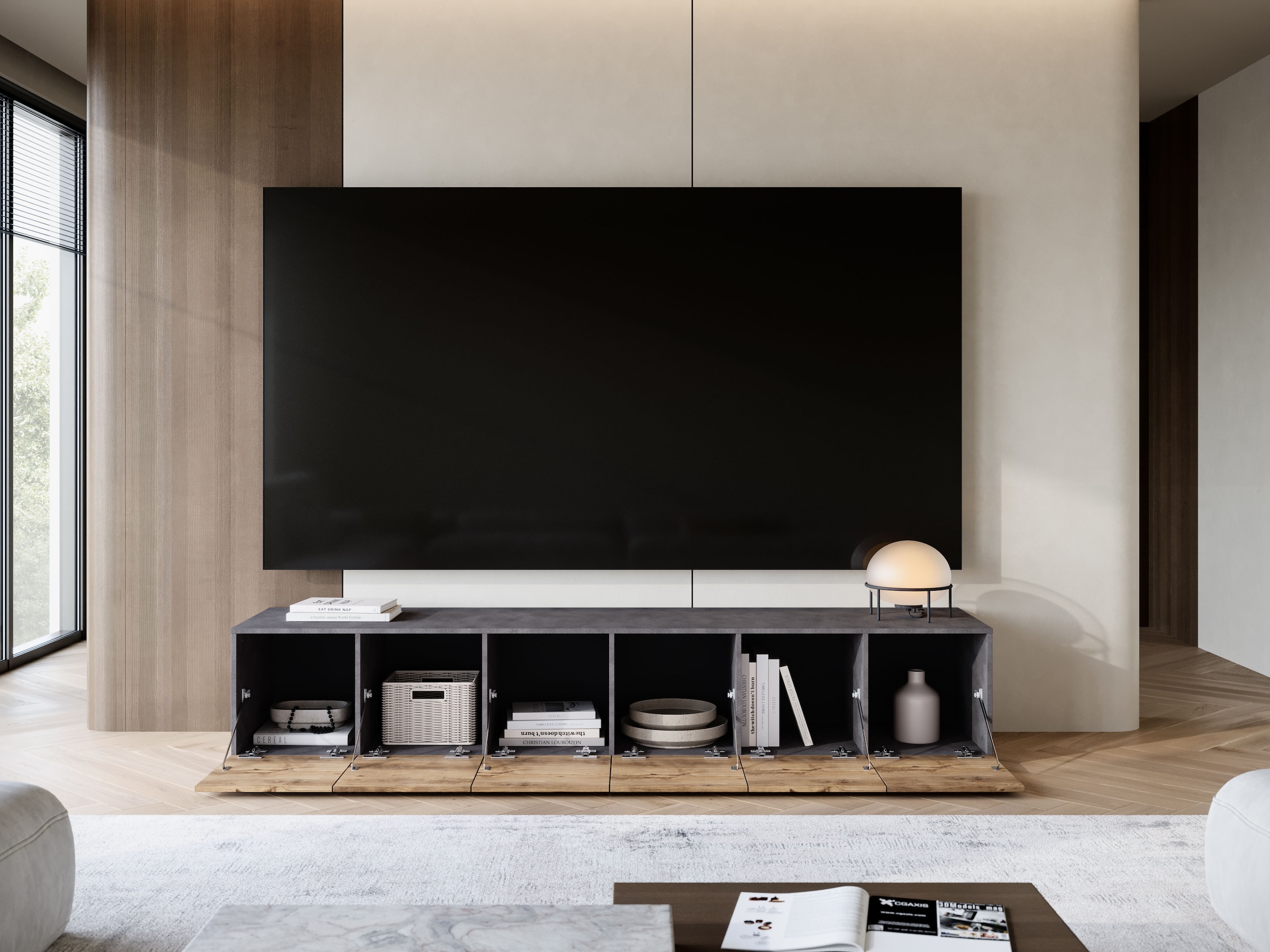 GOODproduct Lowboard »Denver Erlebe die Weltmeisterschaft im XXL-Format« 1 Stk. tlg. Elegantes TV-Möbel 220 cm, speziell für bis zu 98-Zoll Fernseher