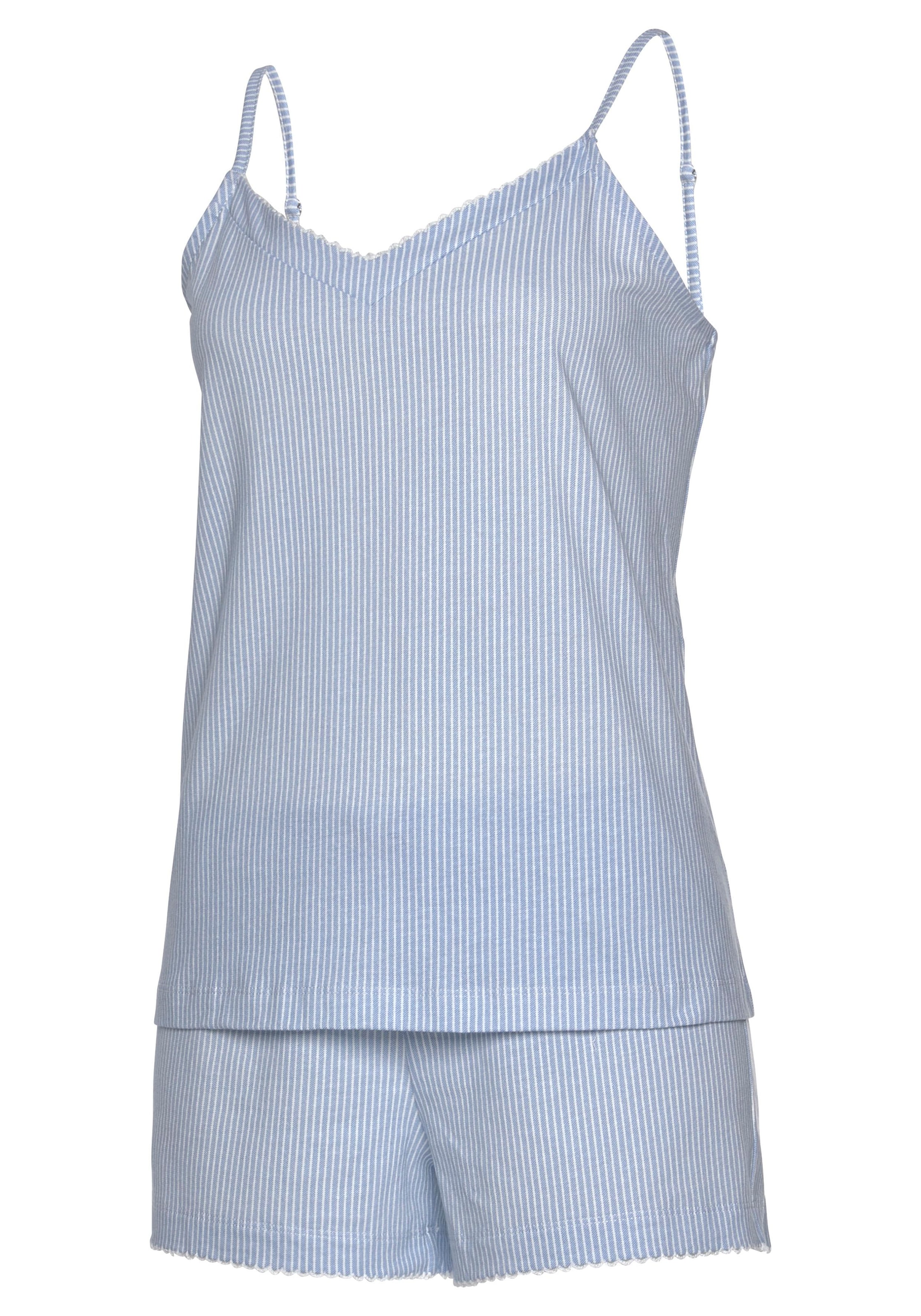 Vivance Dreams Shorty 2 tlg. mit feinem Karo-Muster und Häkelkante