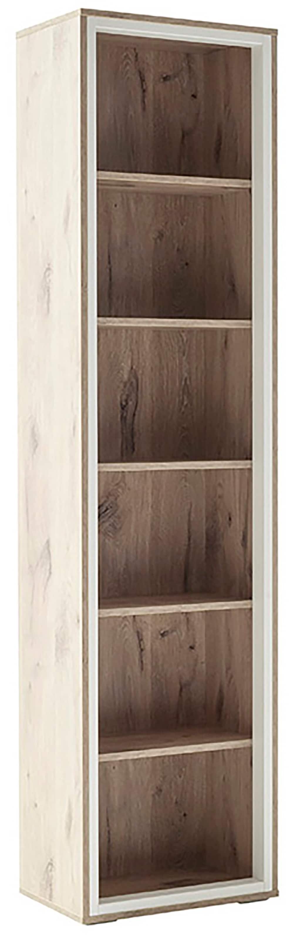 MCA furniture Vitrine »SANTERNO« 6 Fächer, Regal, Korpus Beleuchtungsrahmen Soft White, Höhe 197 cm