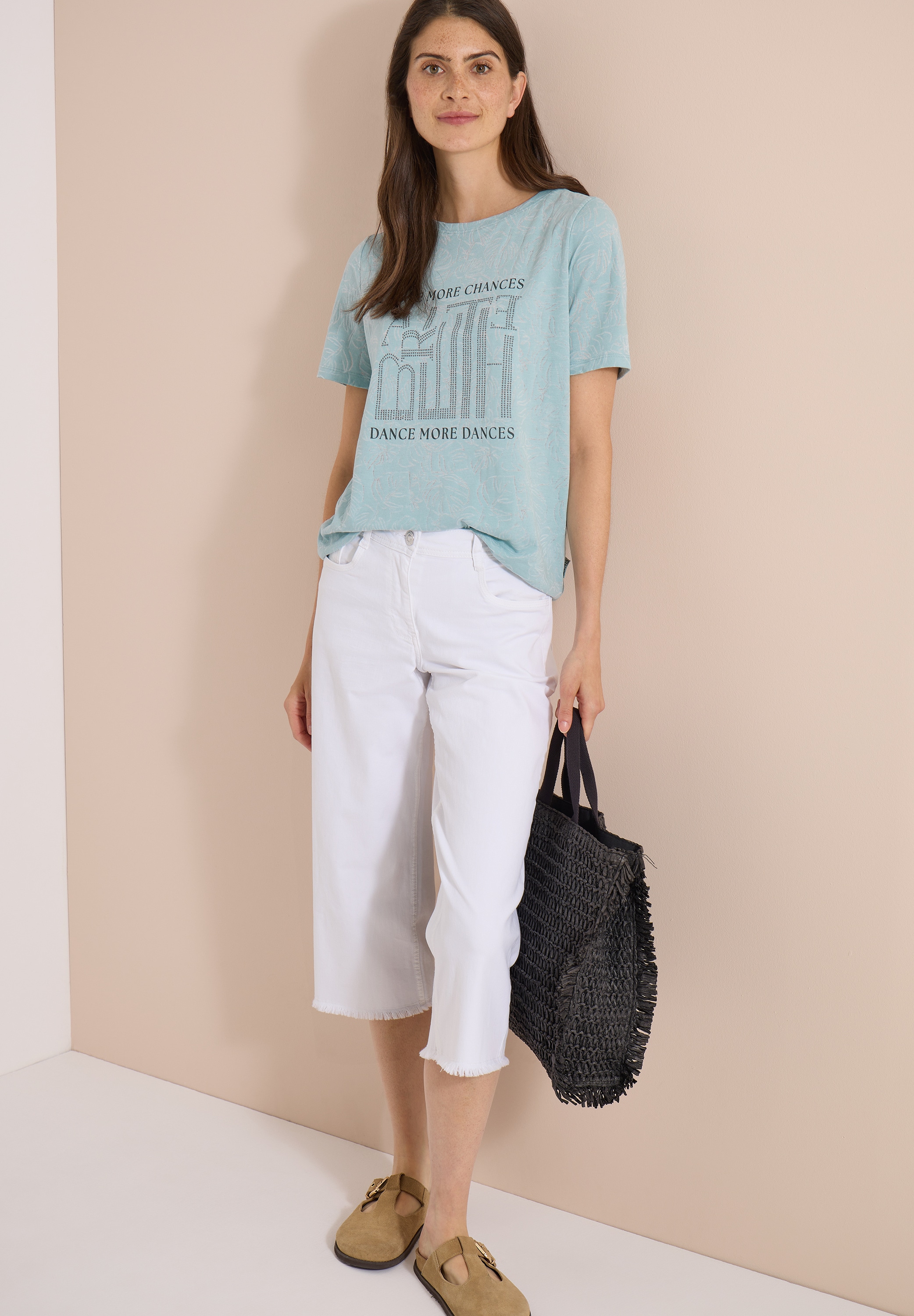 Cecil T-shirt imprimé T-shirt d'été, ceinture élastique, effet burnout