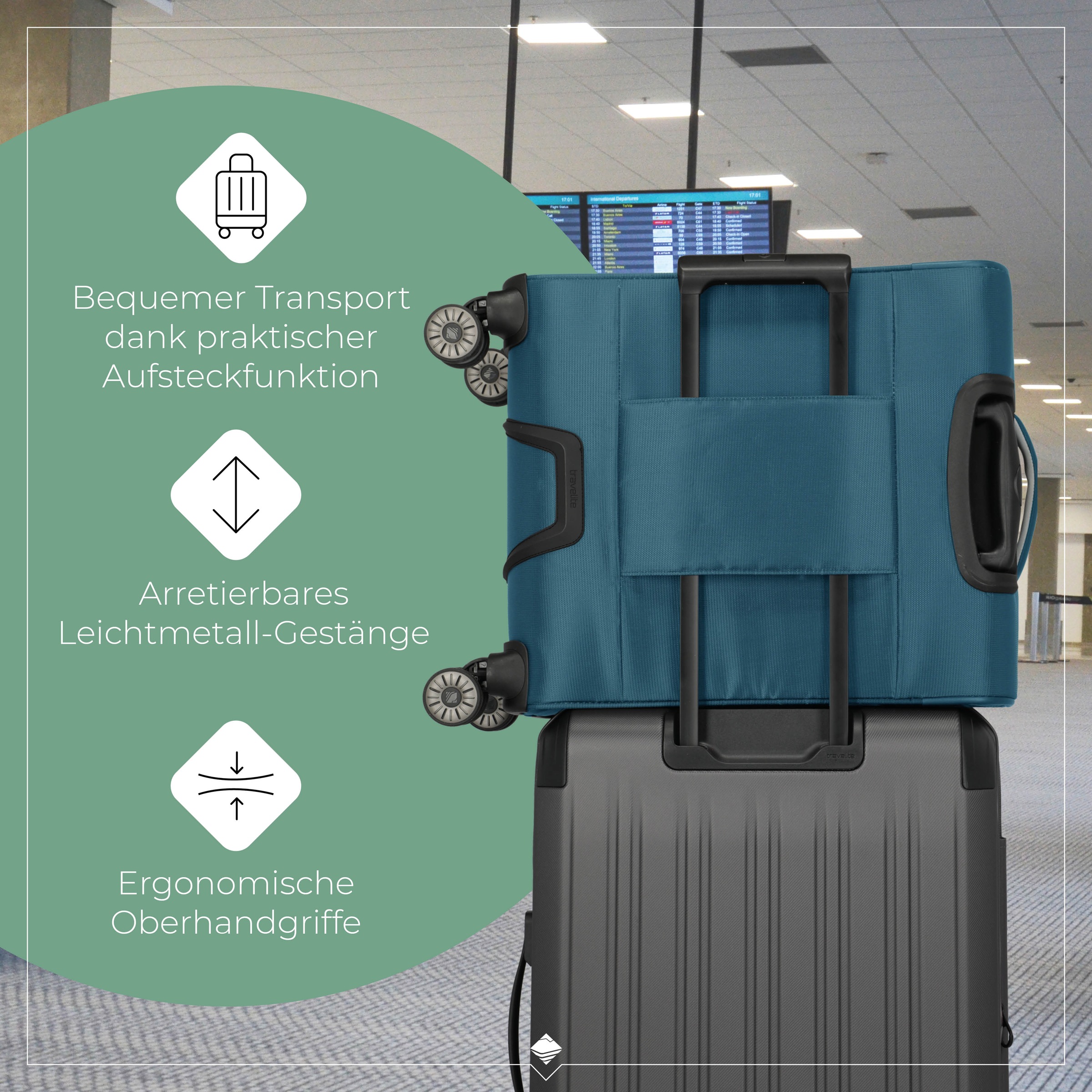travelite Handgepäck-Trolley »JETPACK Max 4 Cabin Handgepäck Koffer« 41 l 4 Rollen Weichgepäck, passend für Ryanair, Condor und viele gängige Airlines