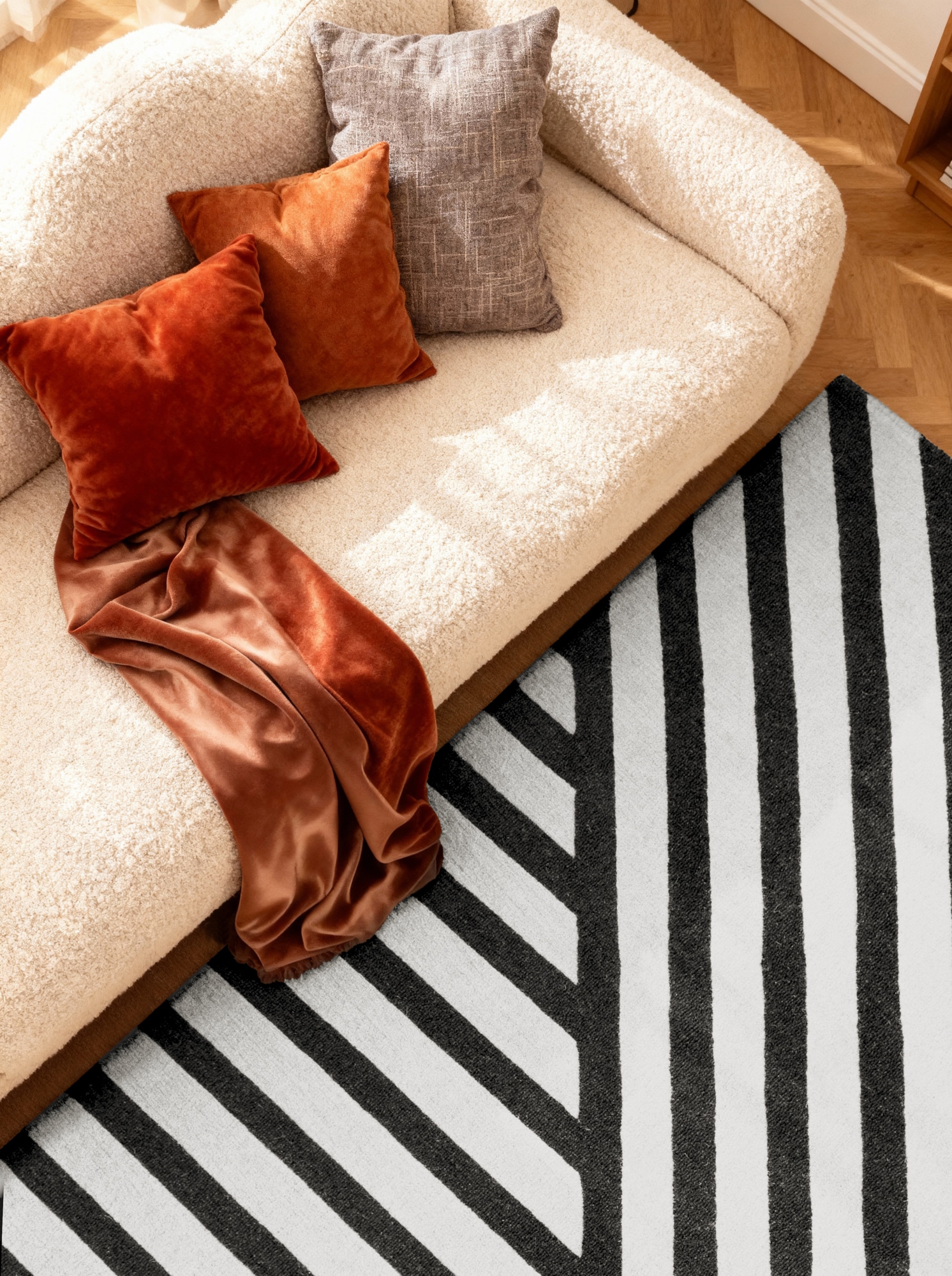 ELLE DECORATION Tapis en laine »Noir« Rectangulaire 12 mm Höhe Wolle, Natur, Wohnzimmer, schwarz weiss, Modern, Geometrisch, Streifen