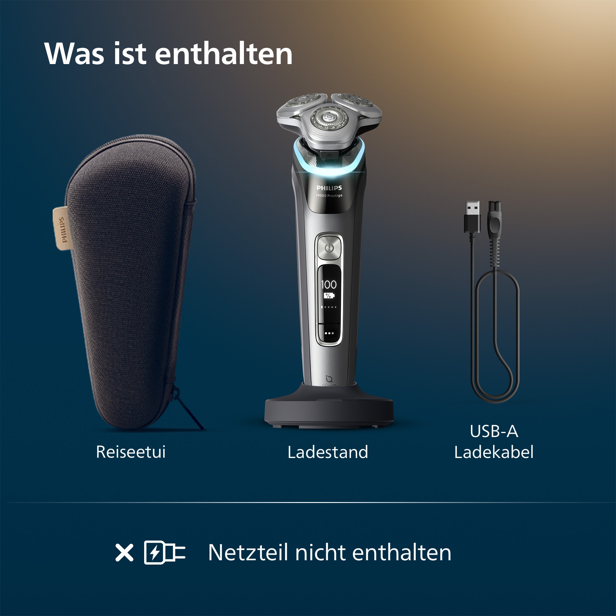 Philips Rasoirs électriques »Series i9000 Prestige XP9202/10« integrierter Präzisionstrimmer mit SkinIQ Technologie, inkl. Ladestand, Reiseetui