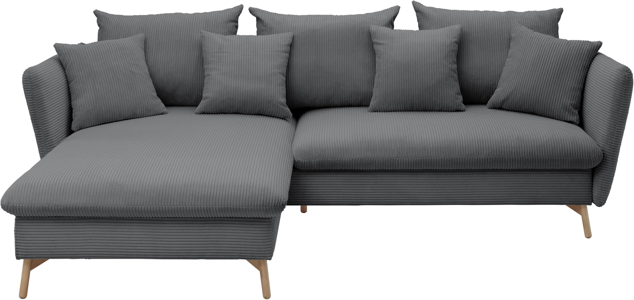 GOODproduct Canapé d'angle »MERLE, 258 cm, L-Form, traumhafter Cord,« avec fonction lit et coffre, surface couchage 224 x 139