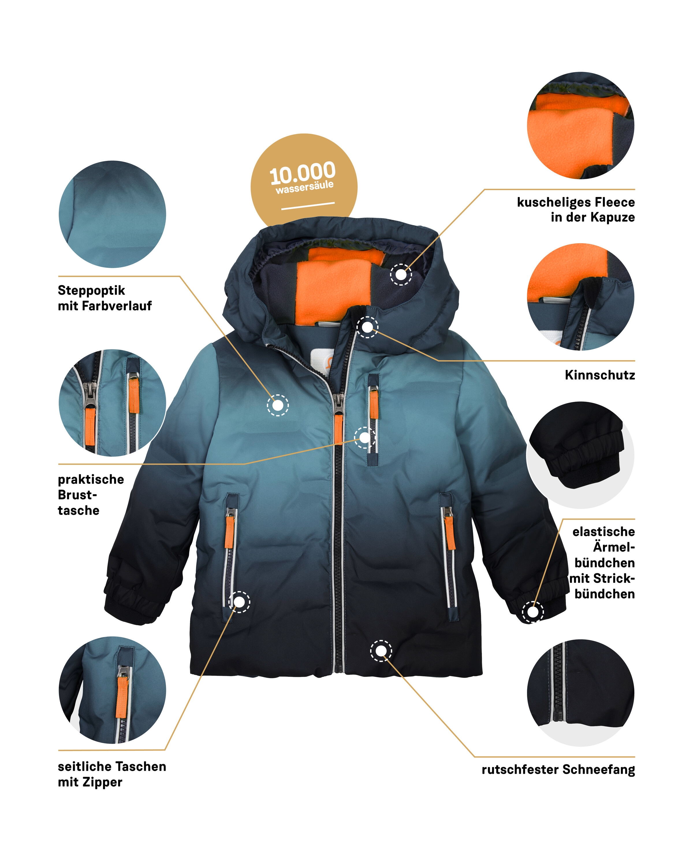 first instinct by killtec Veste matelassée »FISW 39 MNS QLTD JCKT« veste enfant coupe-vent, déperlante, avec polaire et pare-neige
