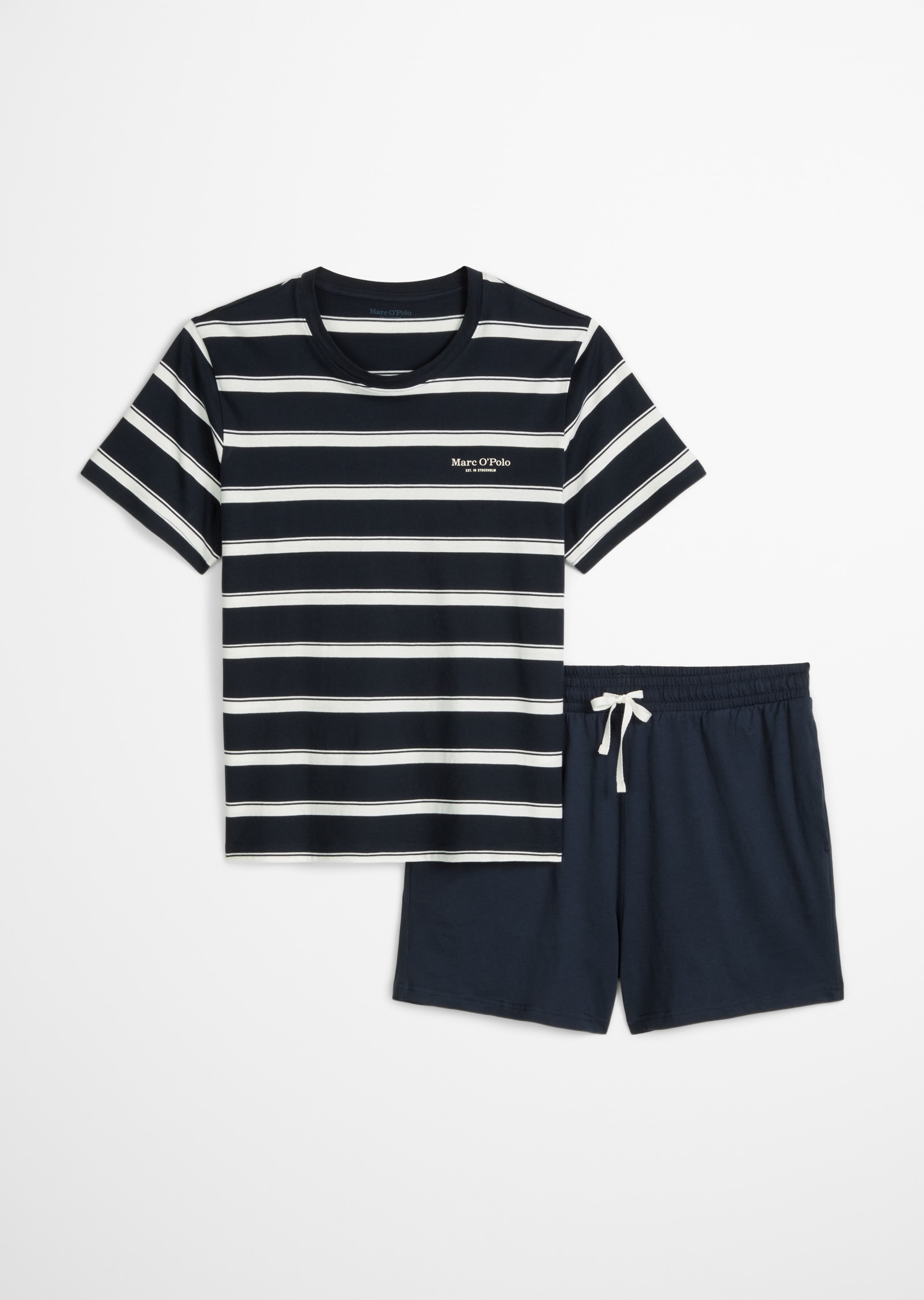 Marc O'Polo Shorty »Mix N Match Cotton« 2 pièces avec haut rayé, col rond et manches courtes