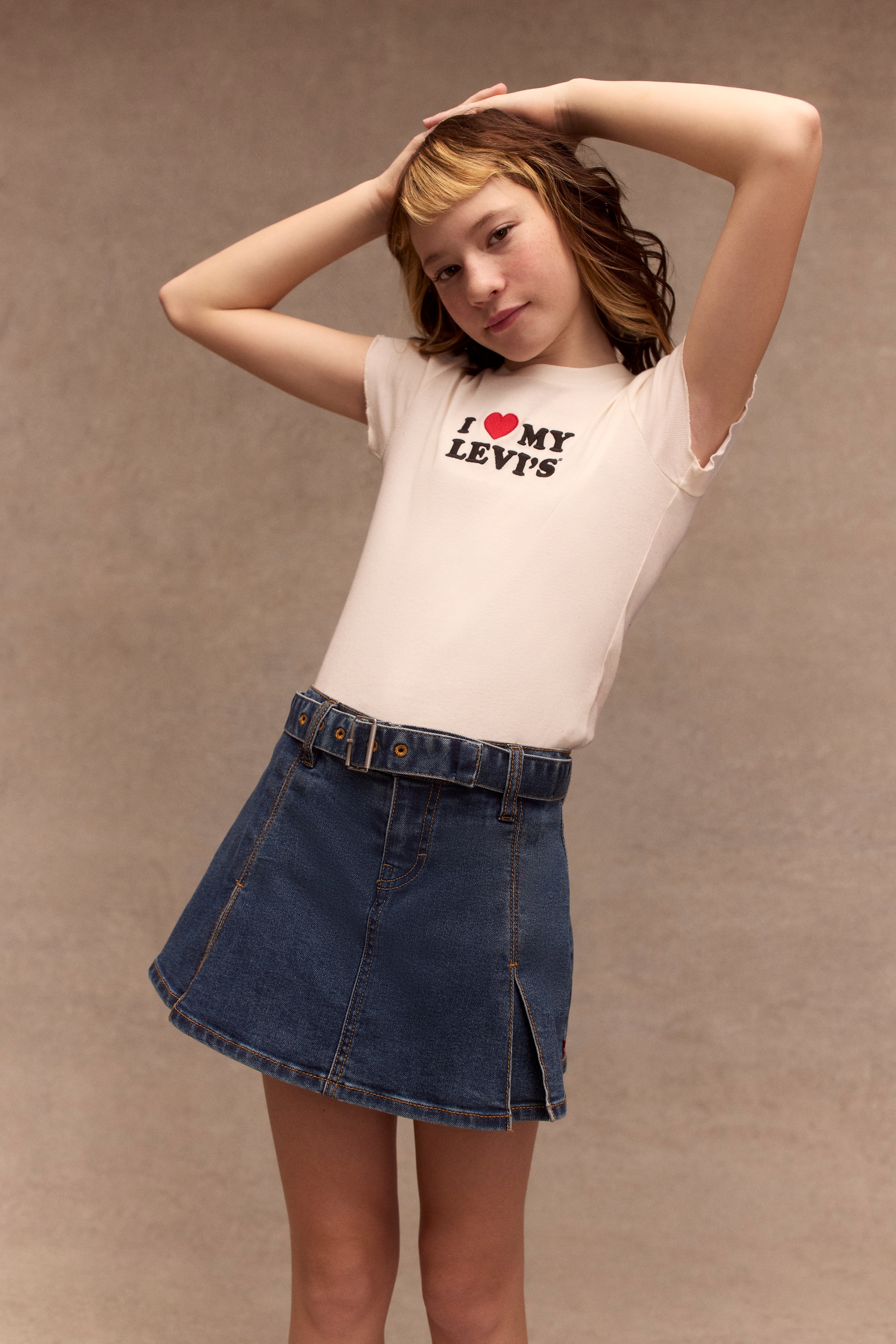 Levi's® Kids Jupe en jean »LVG PLEATED SKORT W BELT« short jupe en denim avec ceinture en jean / pour filles