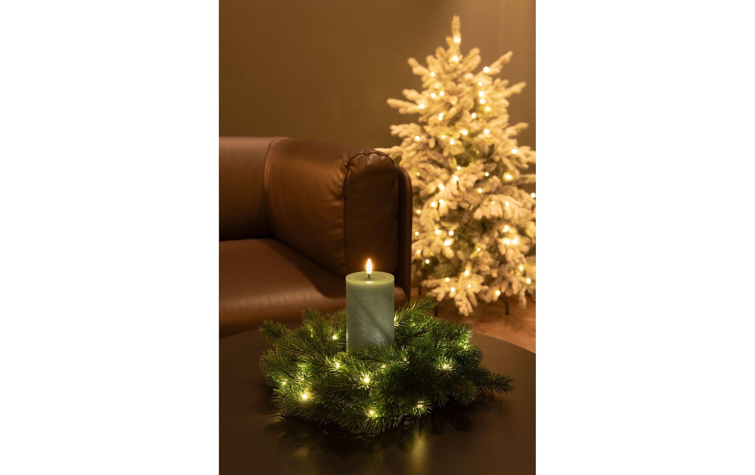 STT Bougie LED »Flat Candle Set Wachs, Grün, 10 / 13.5 / 17 cm«