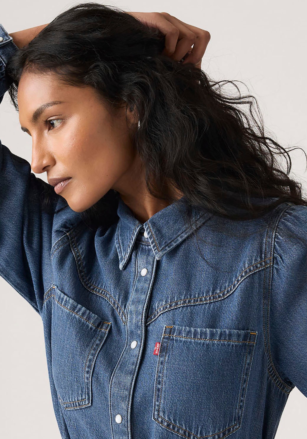 Levi's® Robe en jean »JOURNEY LS MAXI DRESS« Poches pour les mains avec ceinture à nouer