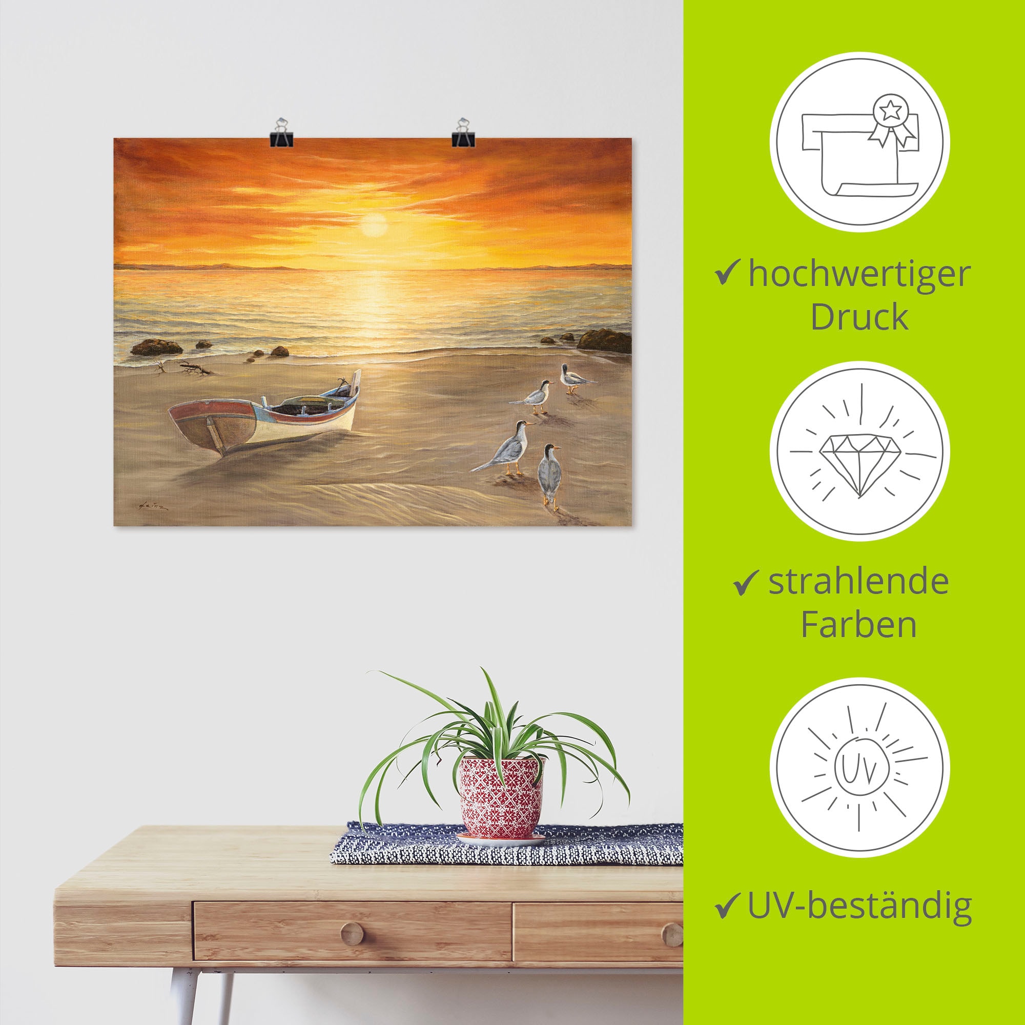 Artland Wandbild »Möwen« Sonnenaufgang & -untergang 1 Stk. tlg. als Alubild, Leinwandbild, Poster in verschied. Grössen