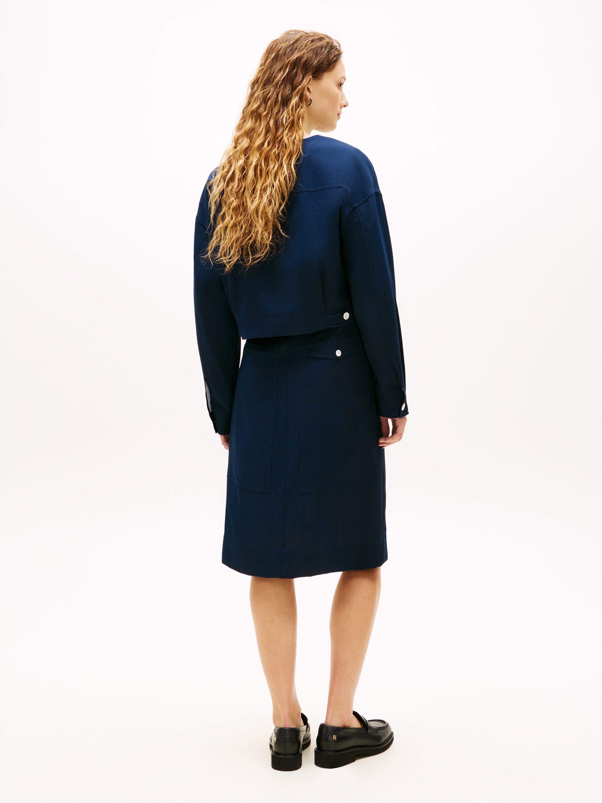 Tommy Hilfiger Blazer court »TAILORED UTILITY CROPPED JACKET« coupe boxy, sans col