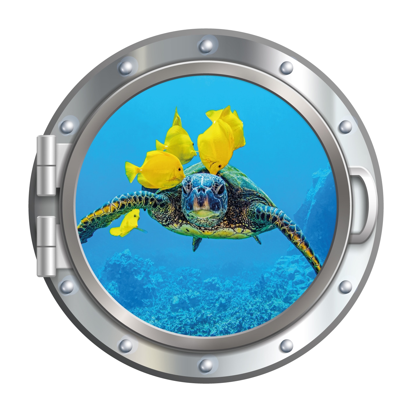 queence Autocollants muraux »3D Bullauge Illusion Unterwasserwelt Schildkröte 40x40 cm« trou mural autocollant sous-marin