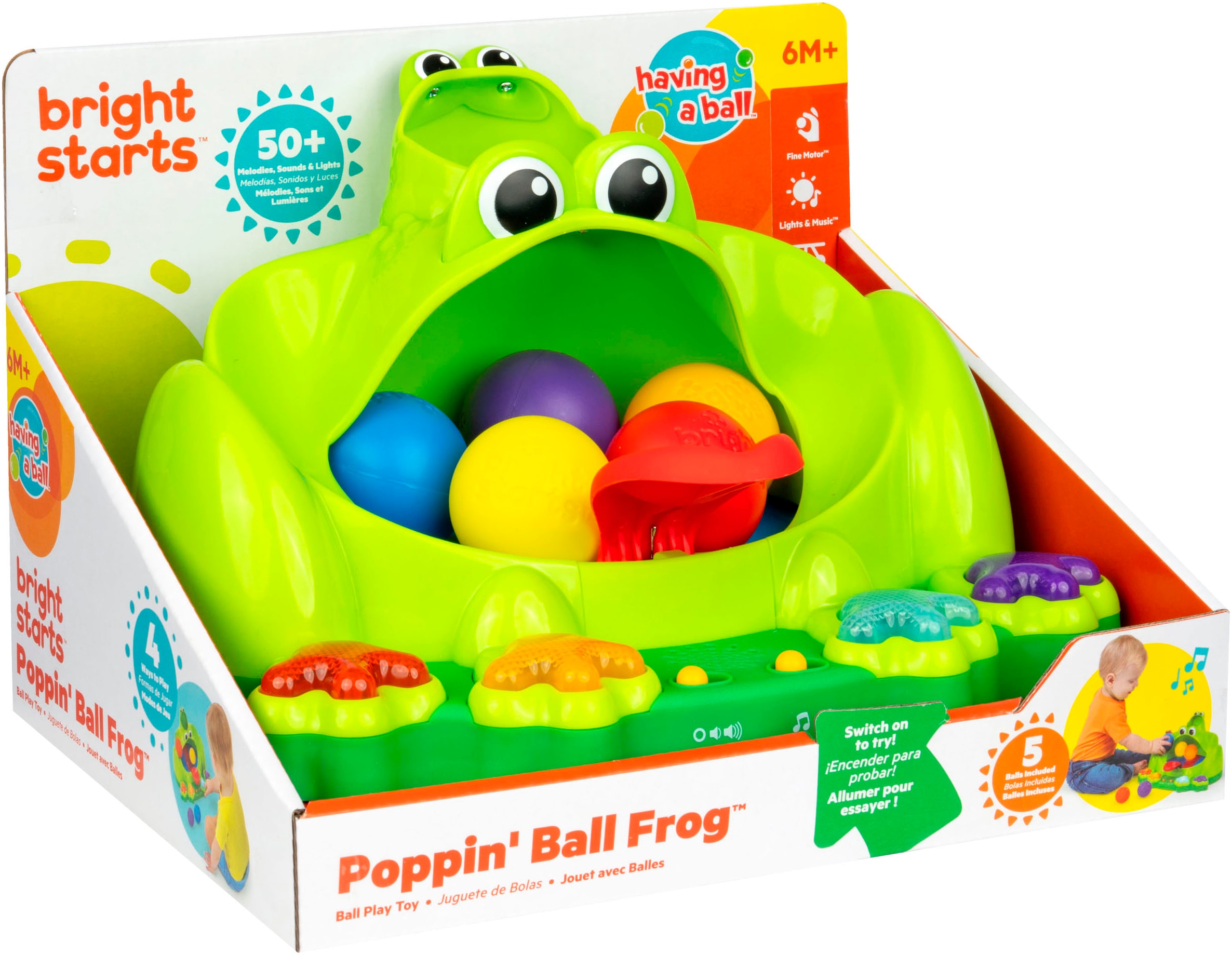 Bright Starts Lernspielzeug »Poppin' Ball Frog Ball Play Toy« mit Licht und Sound